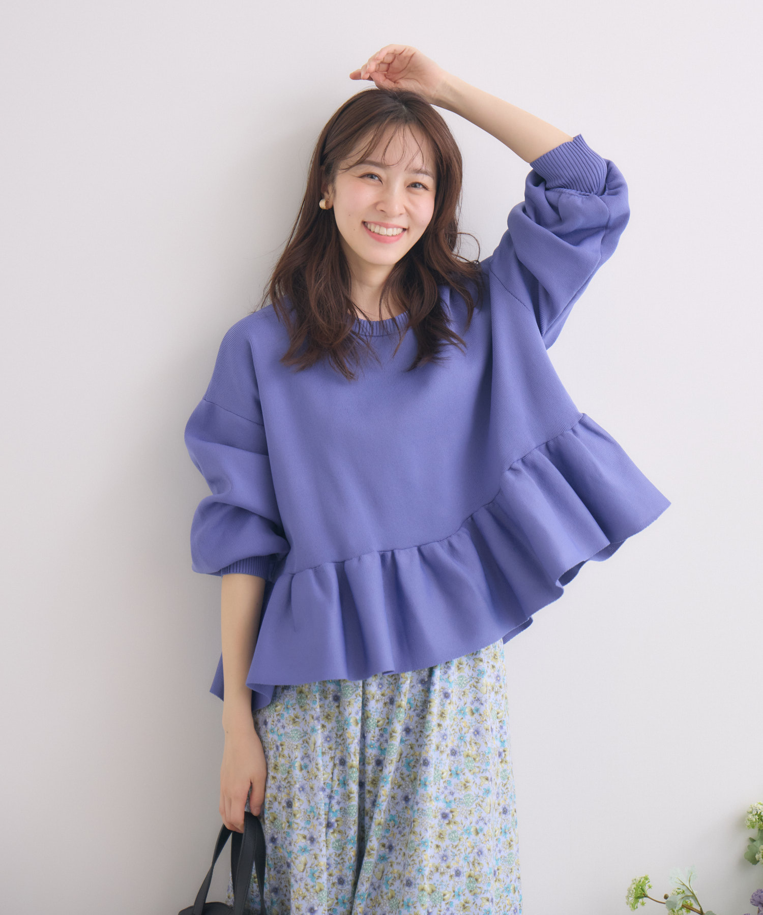 【WEB限定カラー】衿付きペプラムニットプルオーバー【手洗い可能】