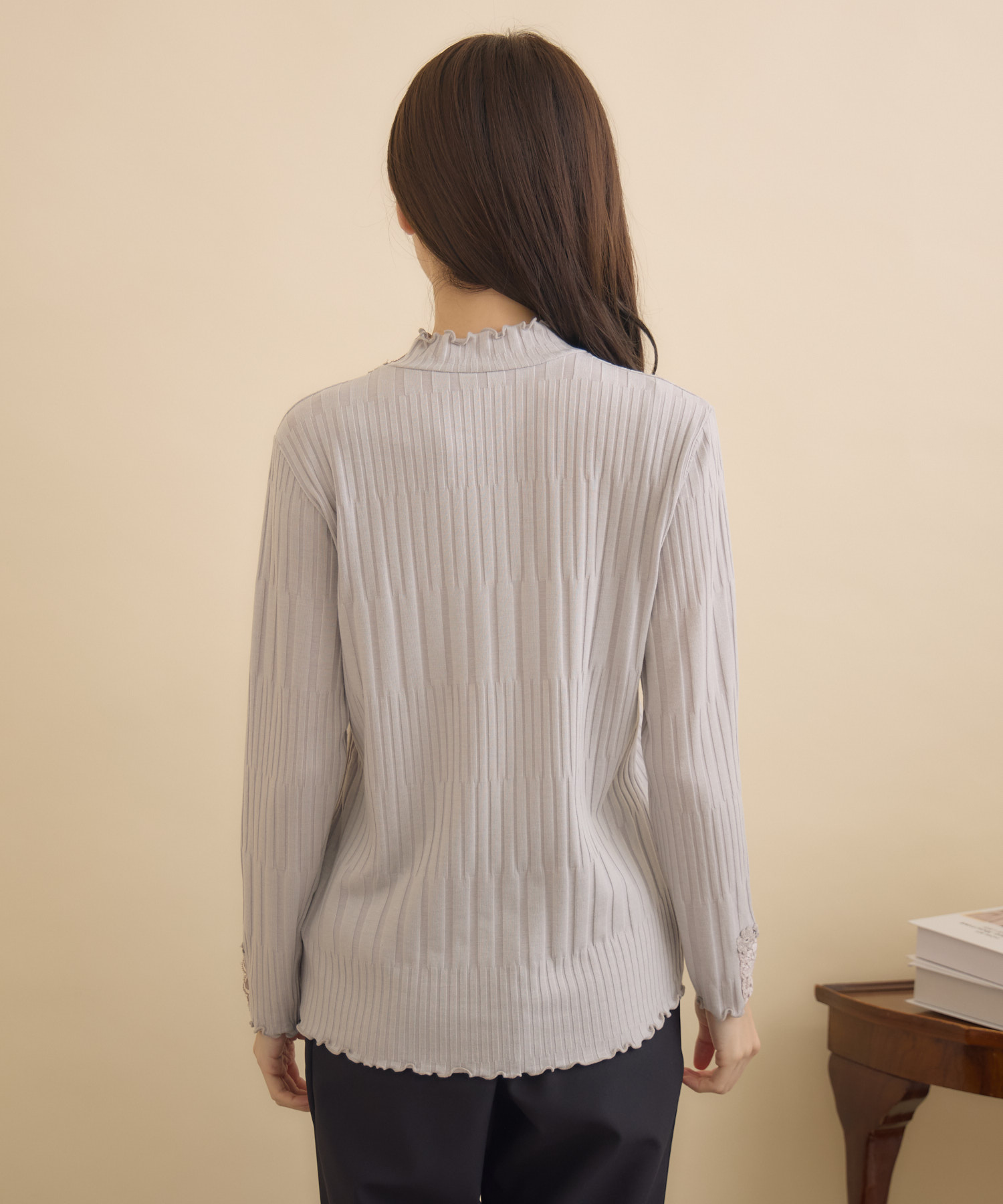 ママルー レース付ワイドリブハイネックプルオーバー | IKG crossing