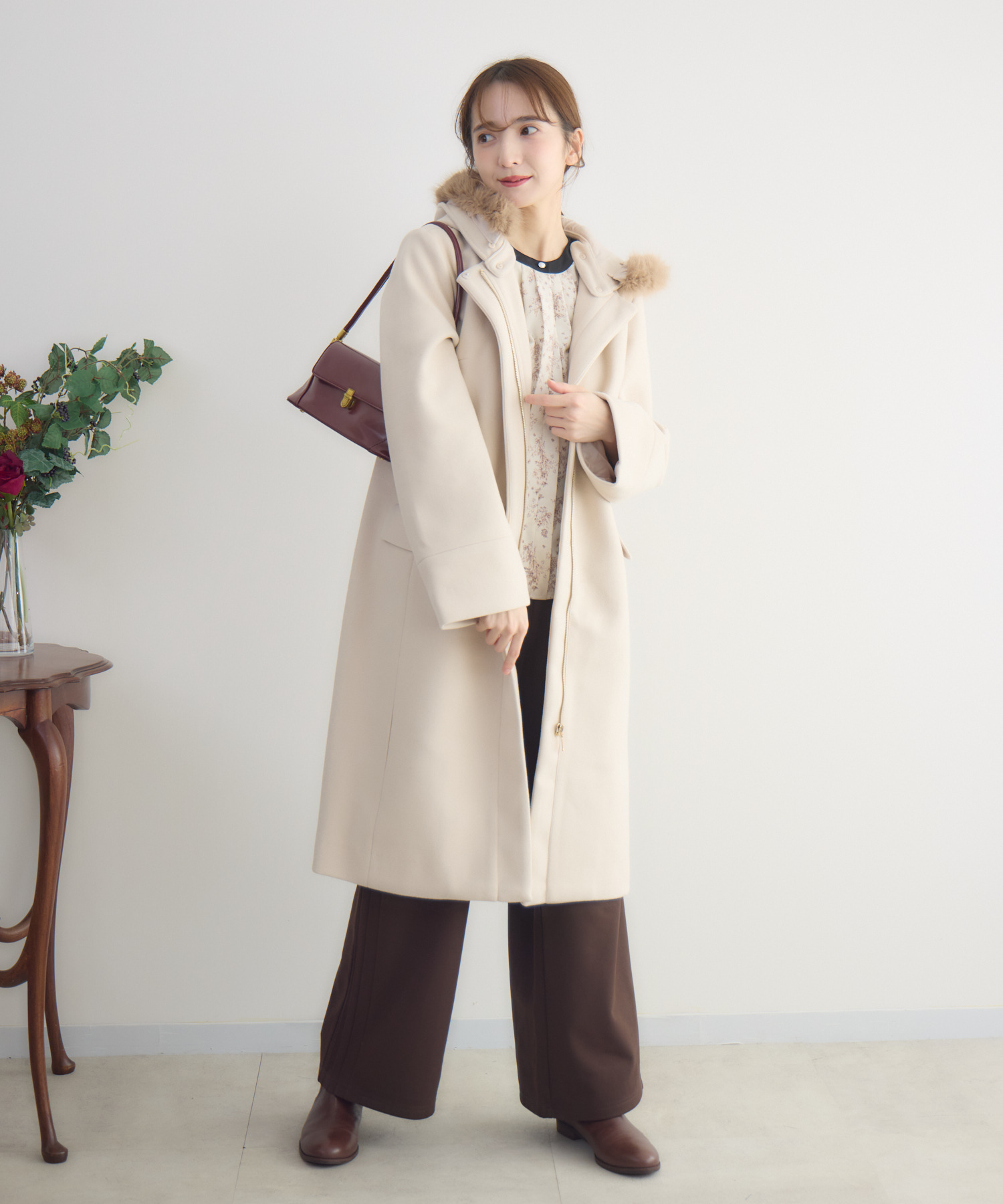 取り外し可エコファー付き3WAYフードロングコート | IKG crossing