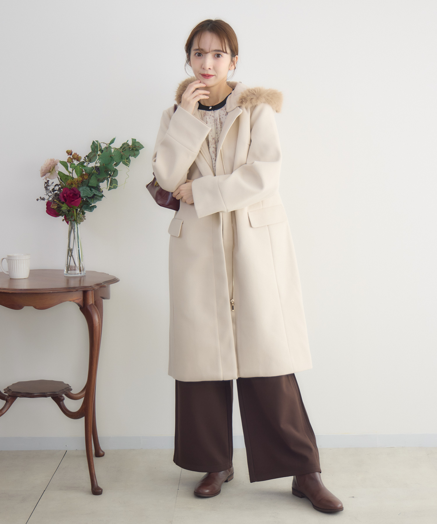 取り外し可エコファー付き3WAYフードロングコート | IKG crossing