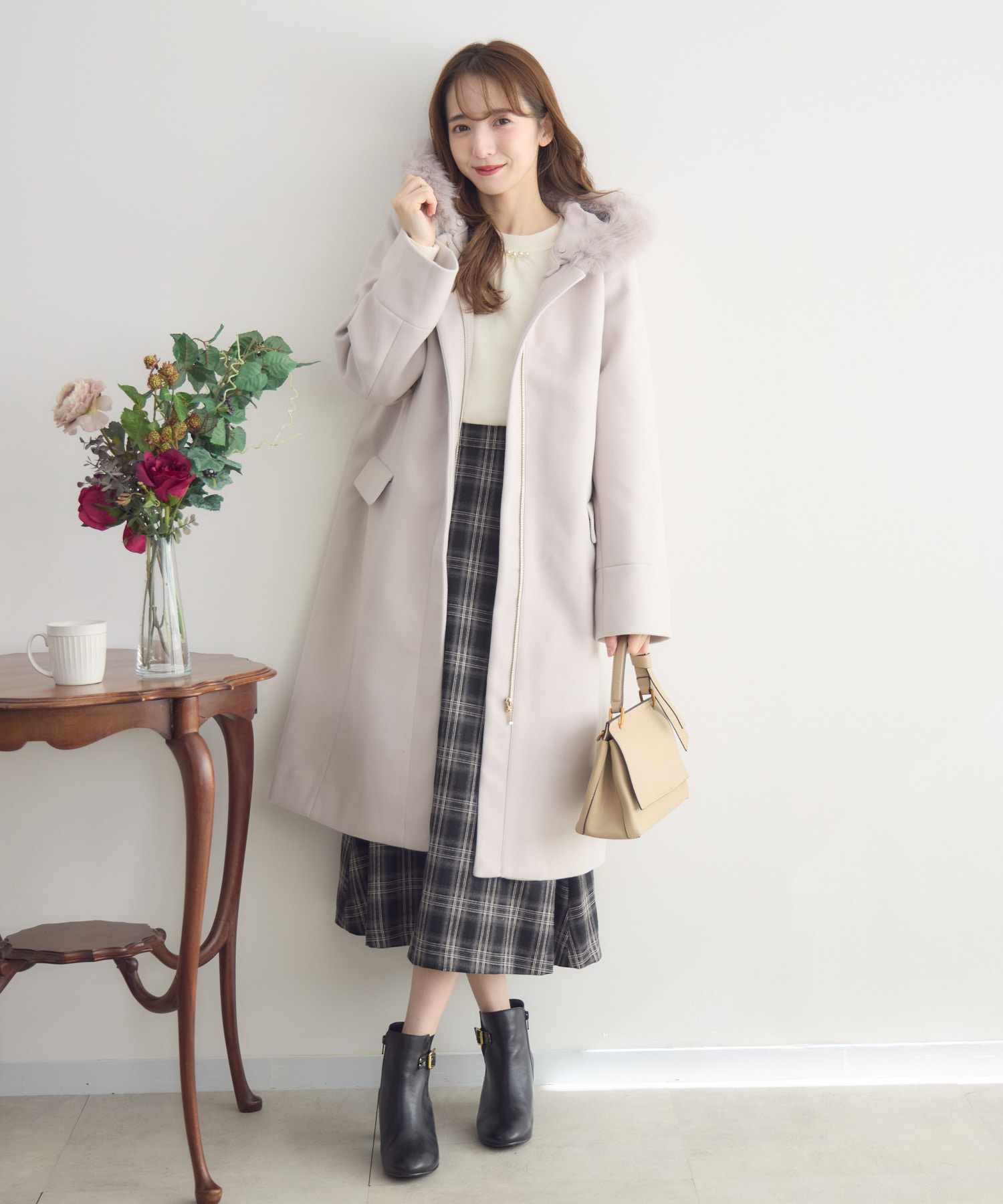 取り外し可エコファー付き3WAYフードロングコート | IKG crossing