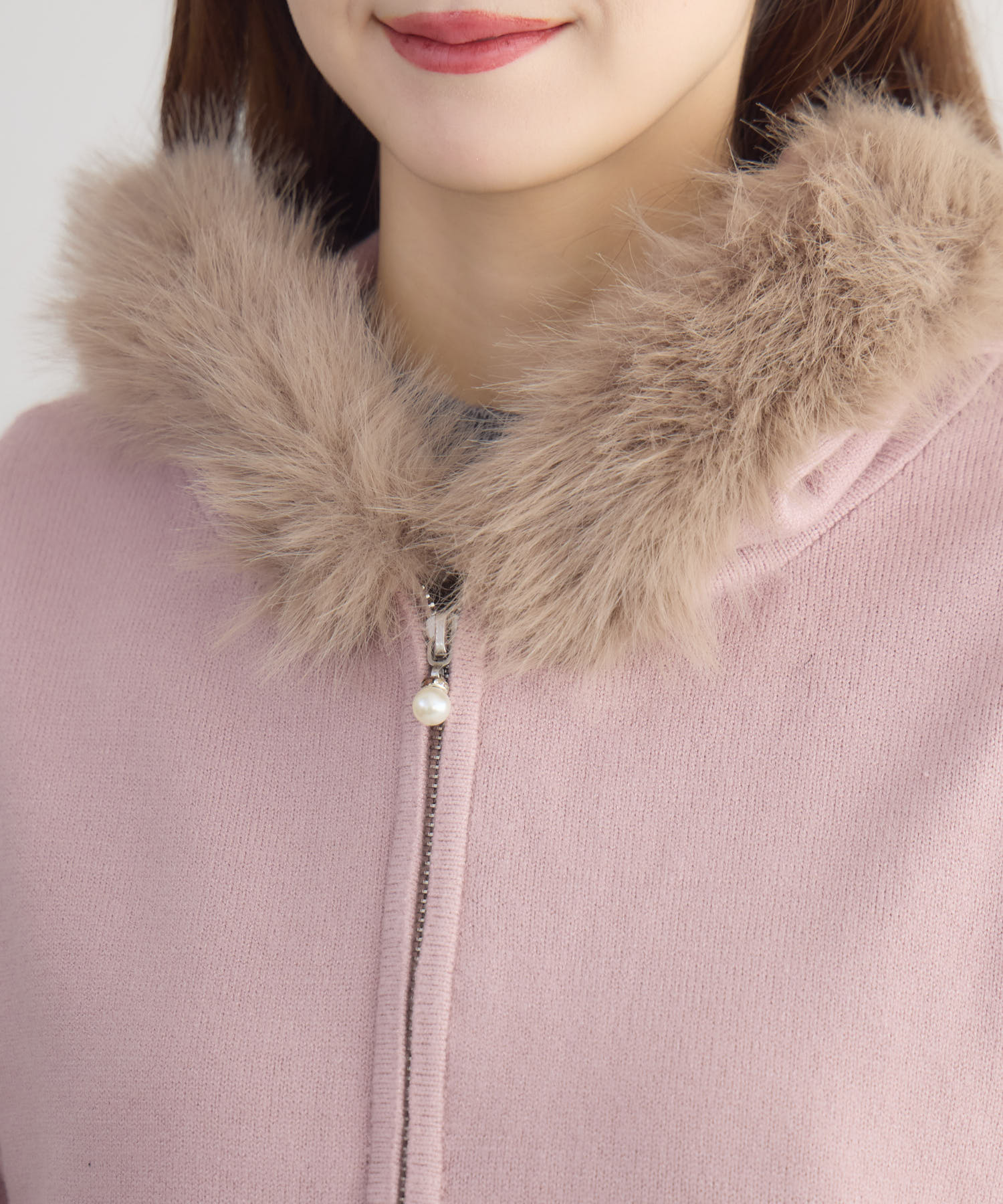 ファー付きアンゴラライクジップパーカー | IKG crossing