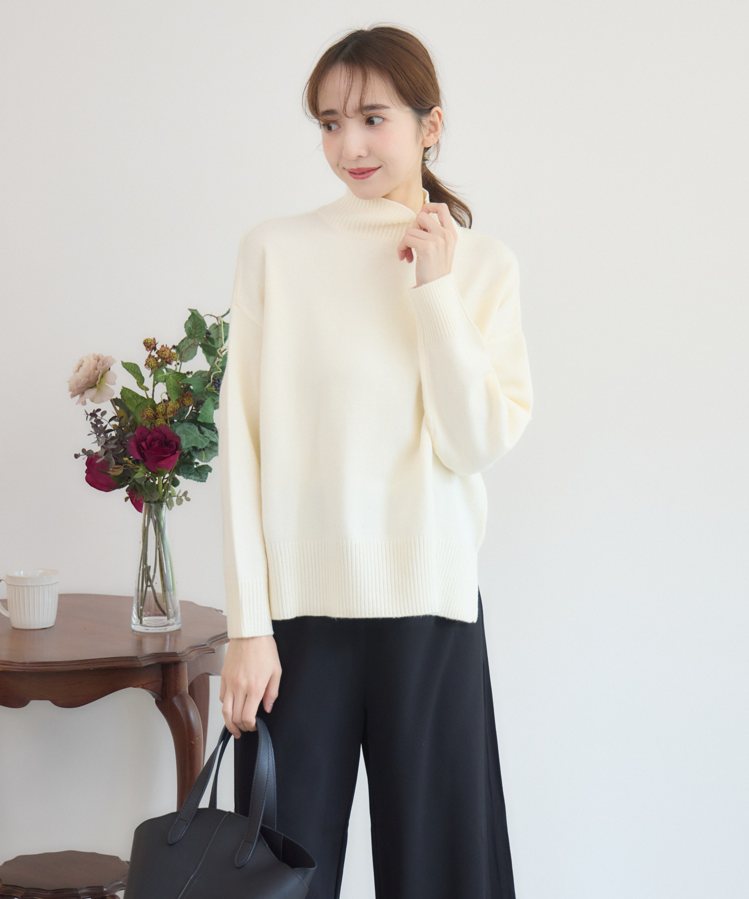 JURGEN LEHL ホワイト ハイネックニット 新品未使用♡ もちもちアンゴラライクハイネックニット | IKG crossing