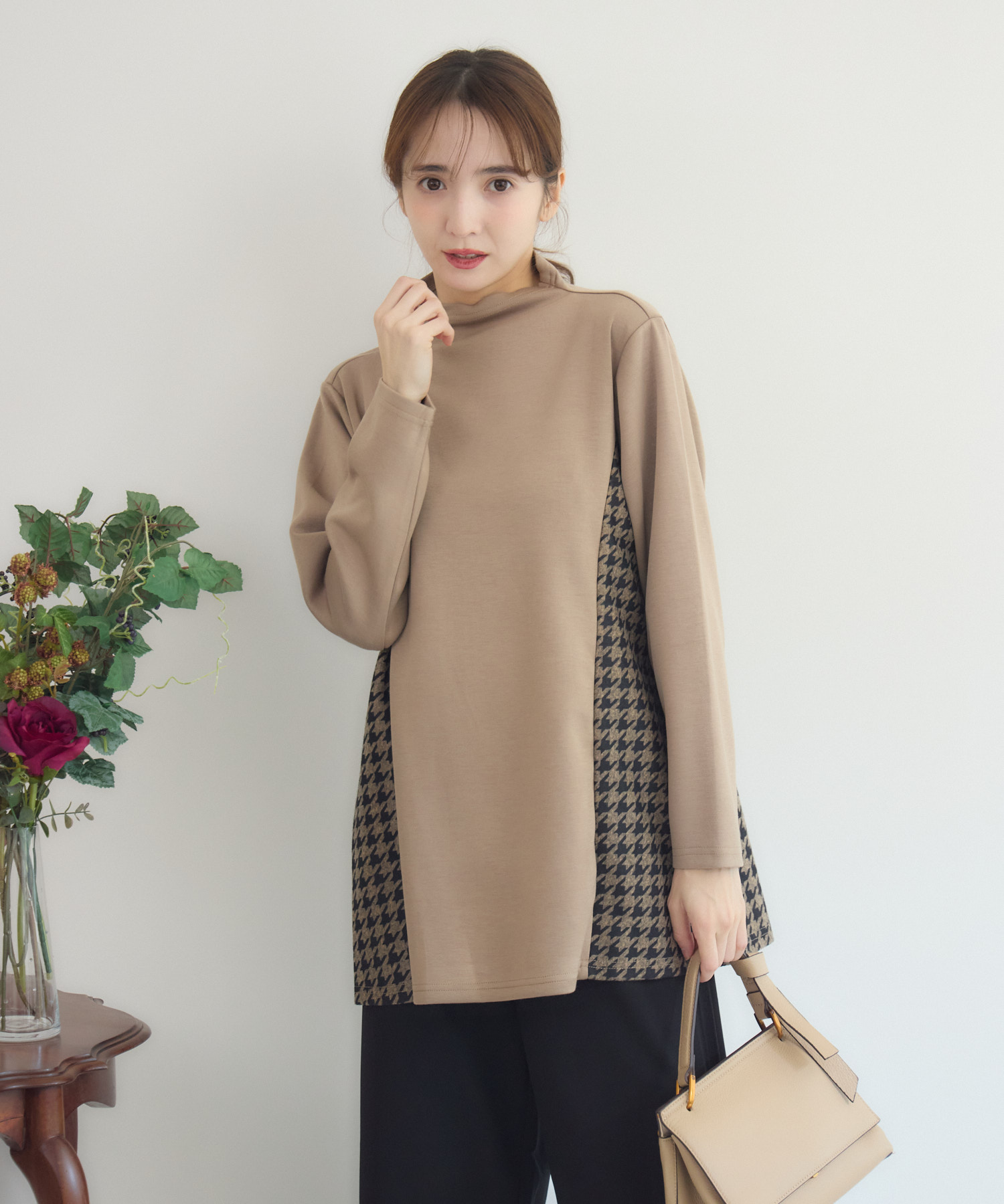 チドリプリント切替ダンボールニットチュニック | IKG crossing