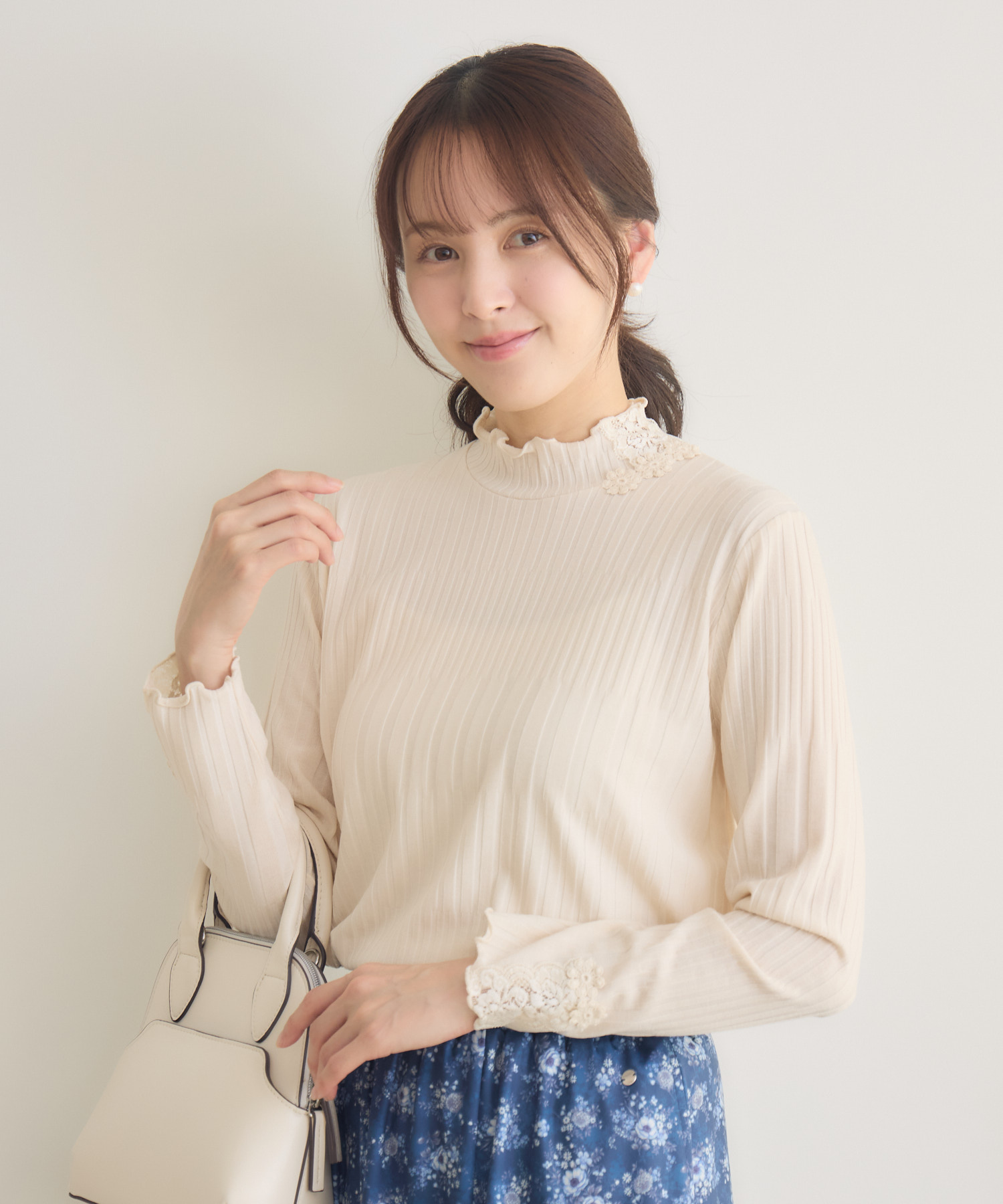 レース付きワイドリブプルオーバー | IKG crossing