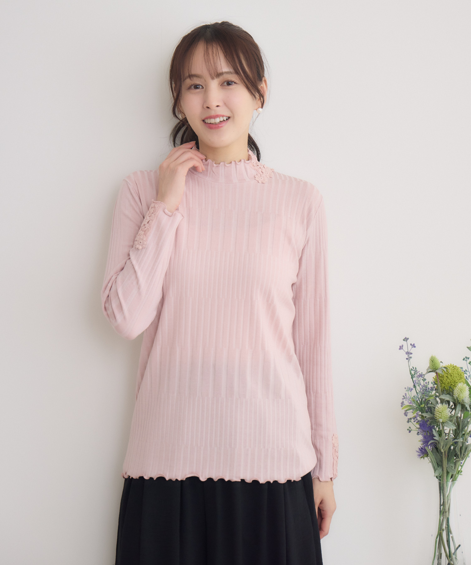 レース付きワイドリブプルオーバー | IKG crossing