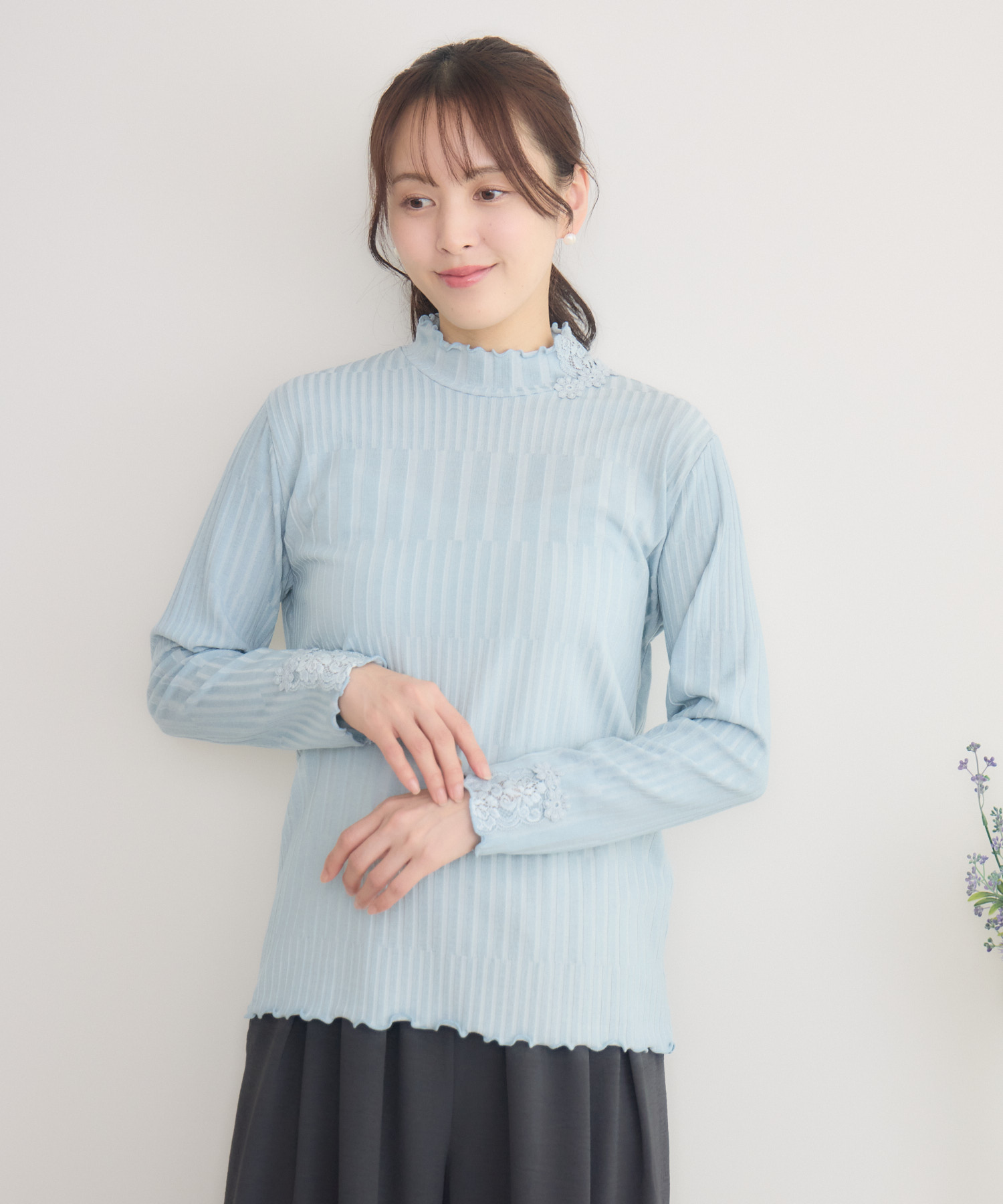 レース付きワイドリブプルオーバー | IKG crossing