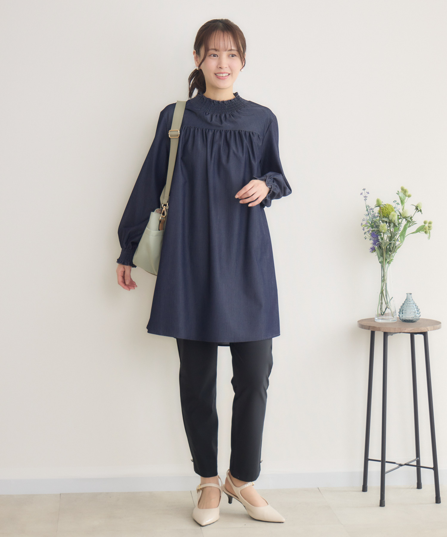 WEB限定 シャーリングカラーチュニック | IKG crossing