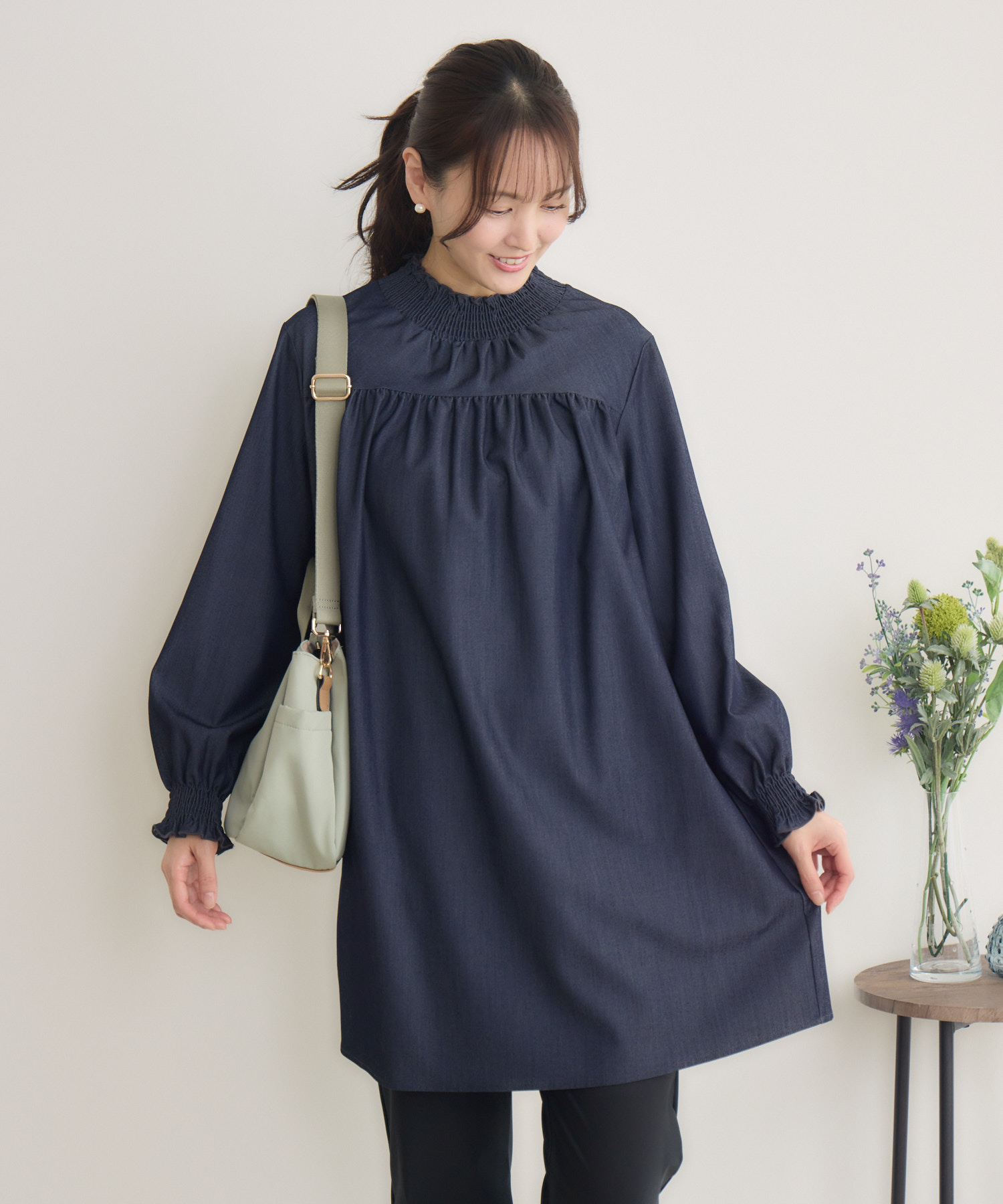 WEB限定 シャーリングカラーチュニック | IKG crossing