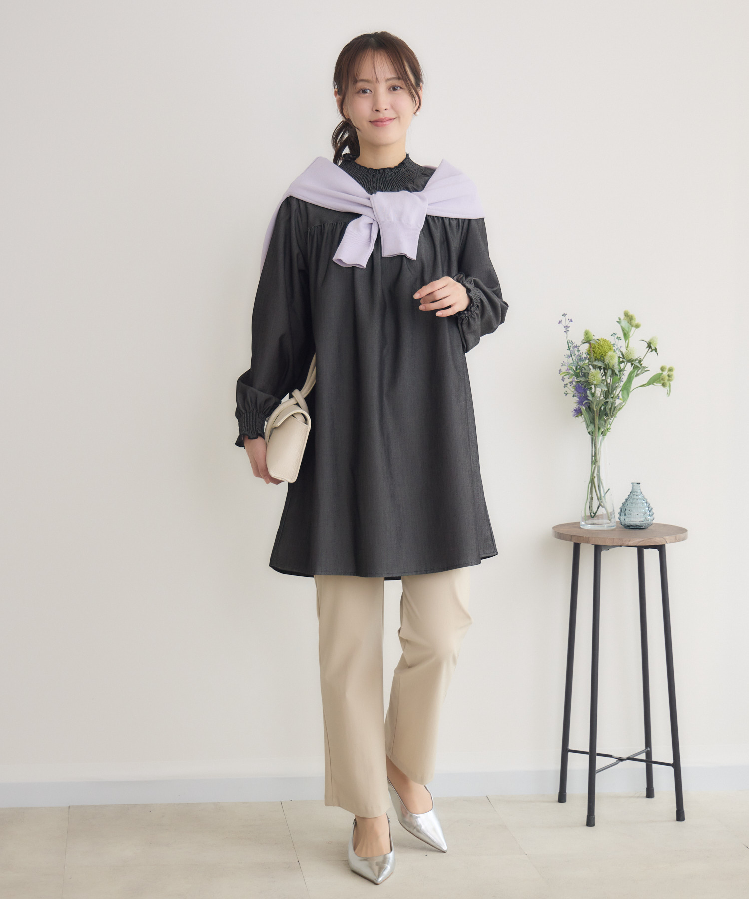 WEB限定 シャーリングカラーチュニック | IKG crossing