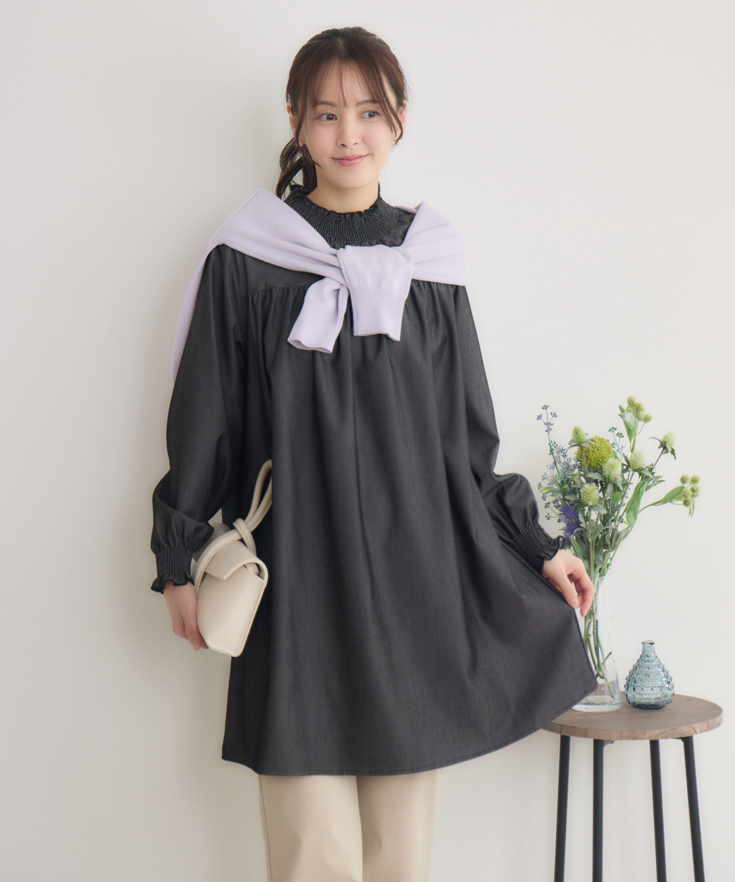 WEB限定 シャーリングカラーチュニック | IKG crossing