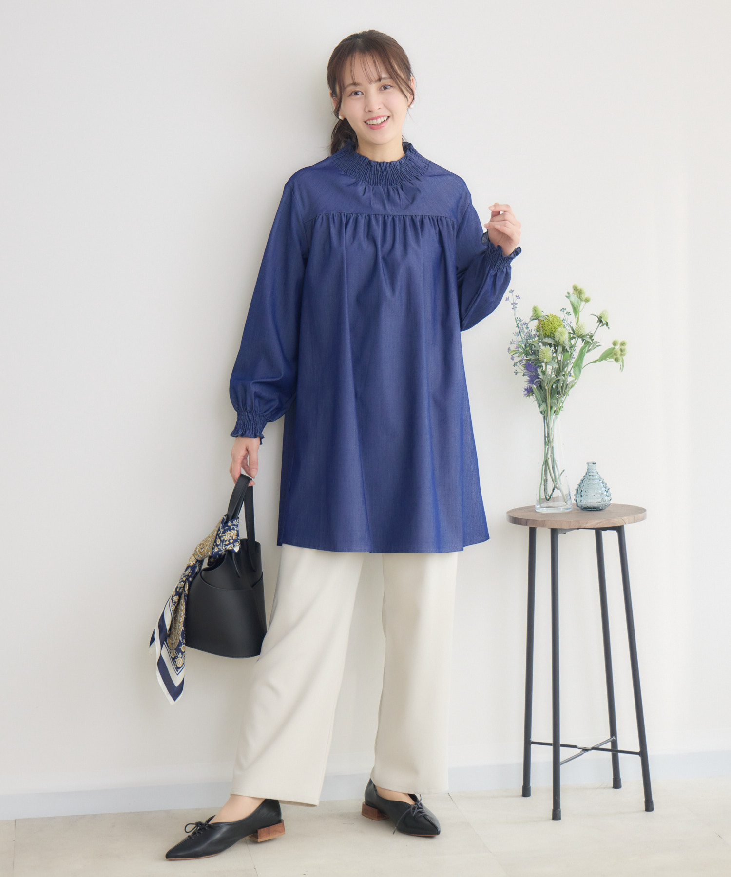 WEB限定 シャーリングカラーチュニック | IKG crossing