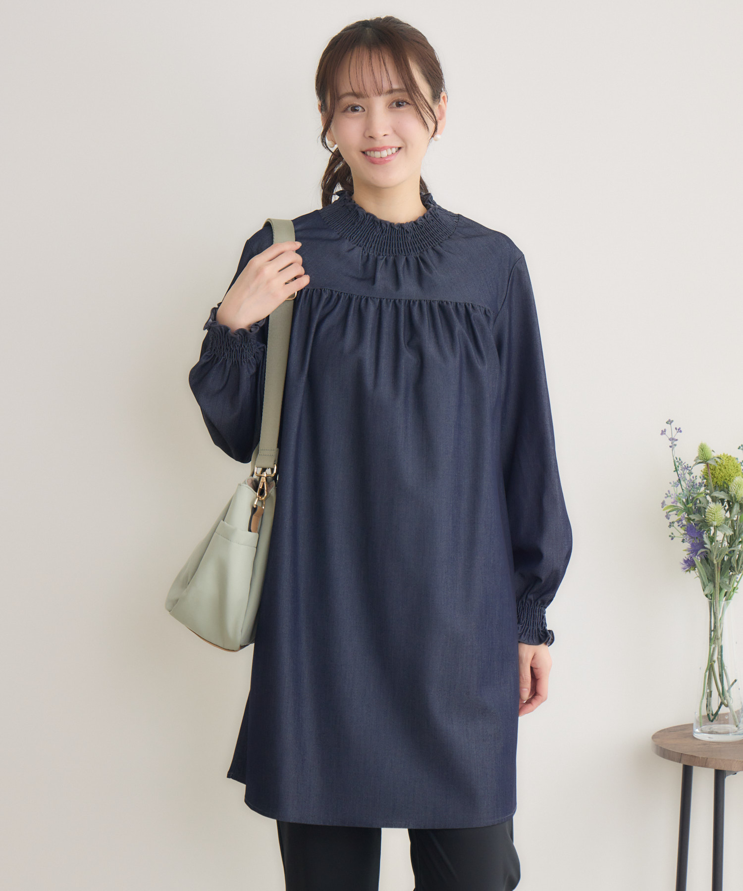 WEB限定 シャーリングカラーチュニック | IKG crossing