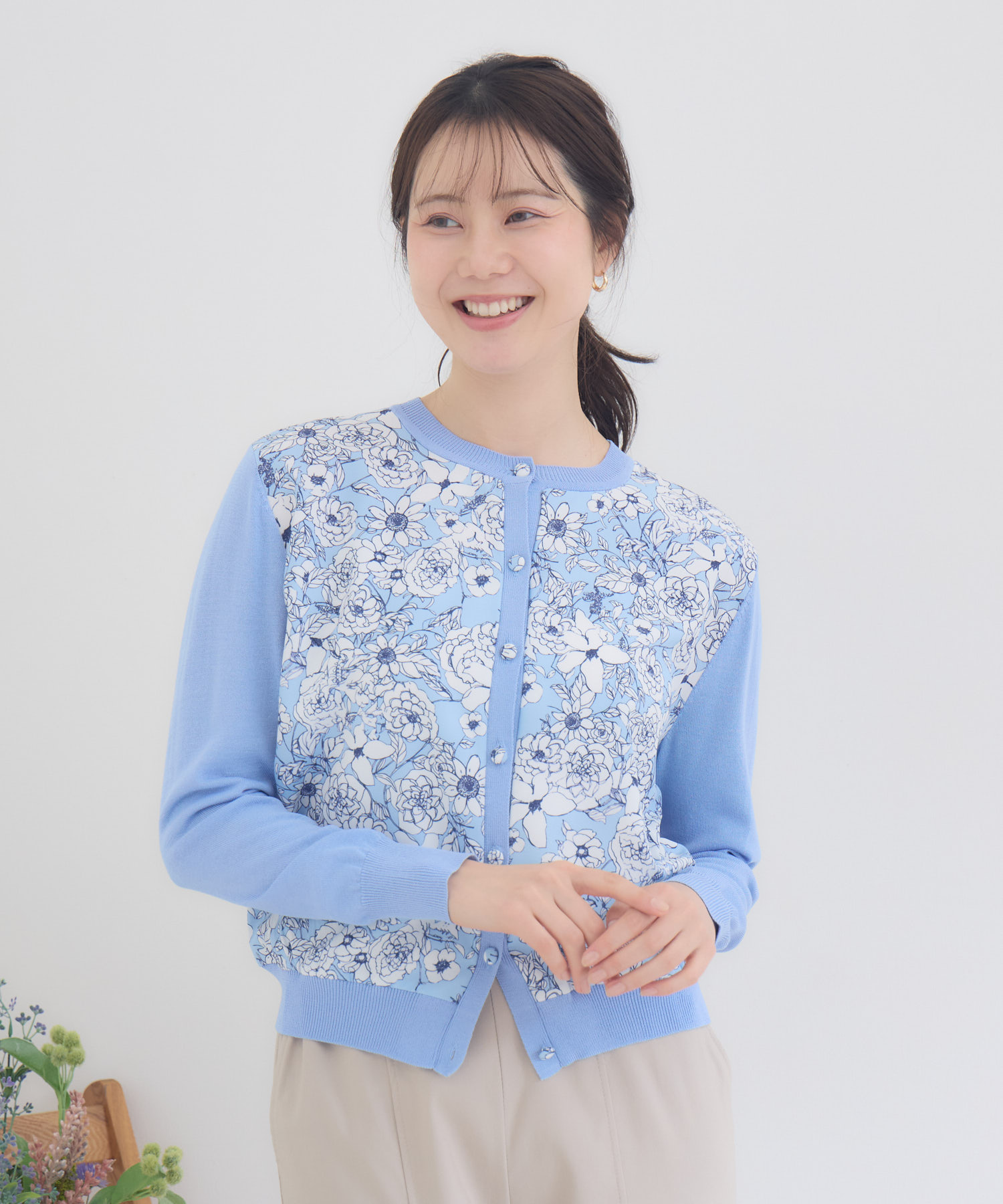 WEB限定 フラワープリントドッキングニットプルオーバー | IKG crossing