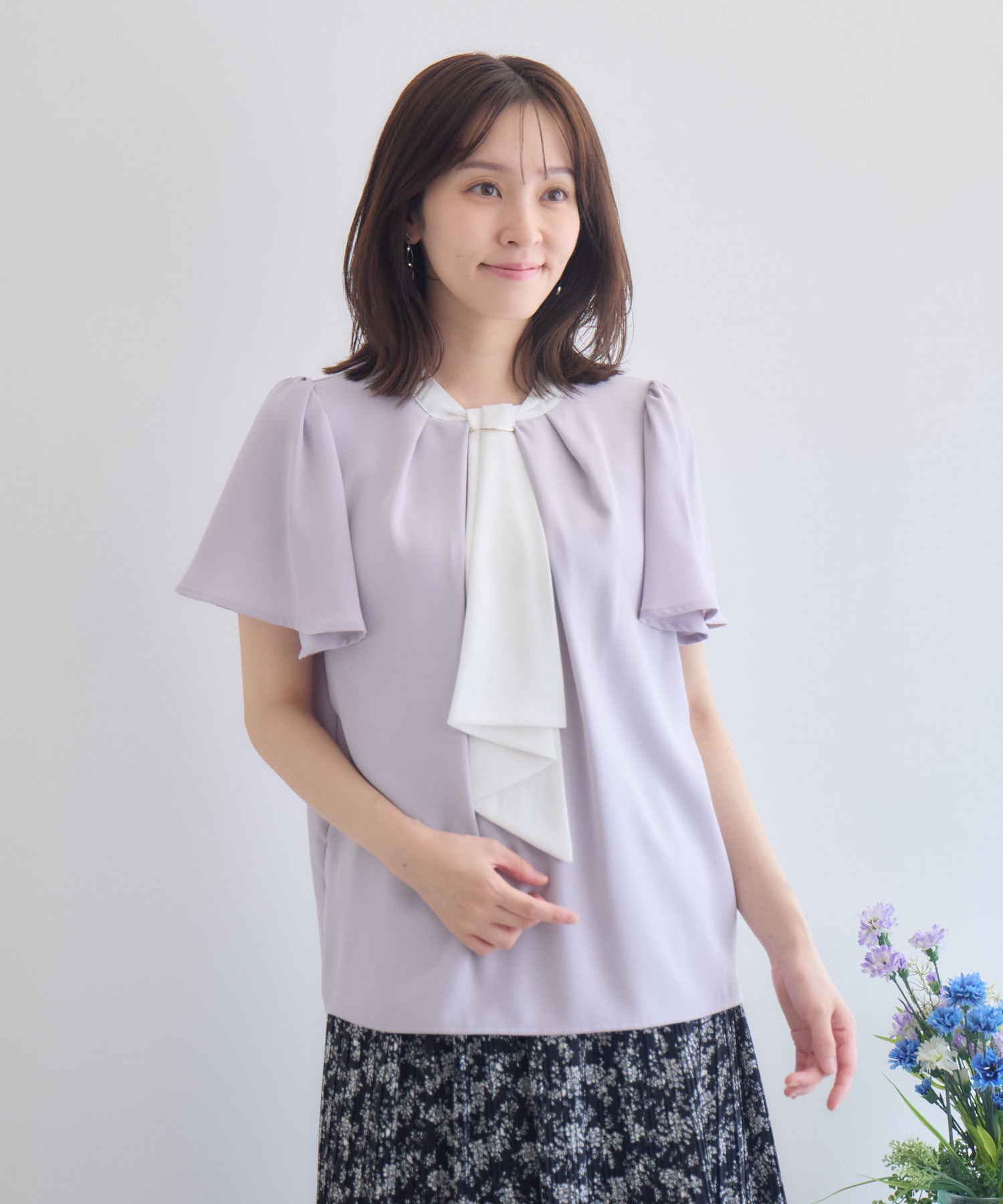 C*I様 未使用　akiki ボウタイ付きブラウス 防汚加工/洗濯機洗い可】チャーム付きボウタイブラウス | IKG crossing