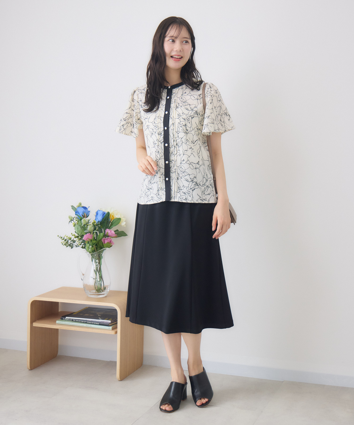 日本素材・日本製】《70㎝丈》選べる丈パネルセミフレアスカート