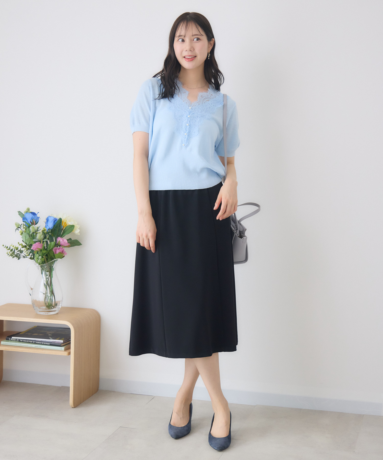 日本素材・日本製】《70㎝丈》選べる丈パネルセミフレアスカート