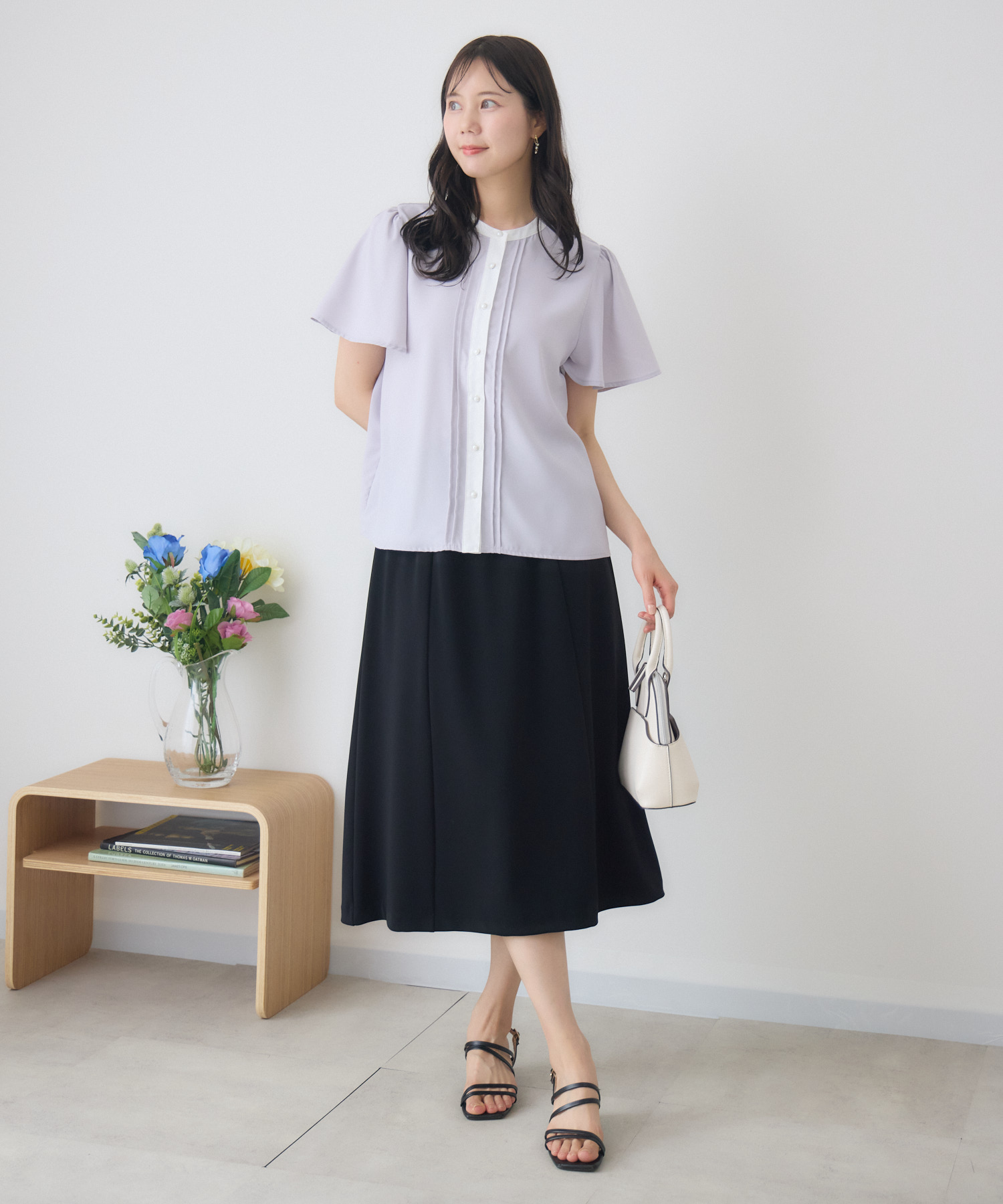 プ*ン様 ALMOSTBLACK 17ss 巻きスカート 日本素材・日本製】《75㎝丈》選べる丈パネルセミフレアスカート