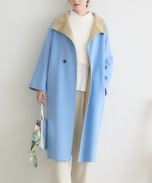 toujours de cuse 羊革ジャケットコート フード付き 水色ブルー toujours de cuse 羊革ジャケットコート フード付き 水色ブル