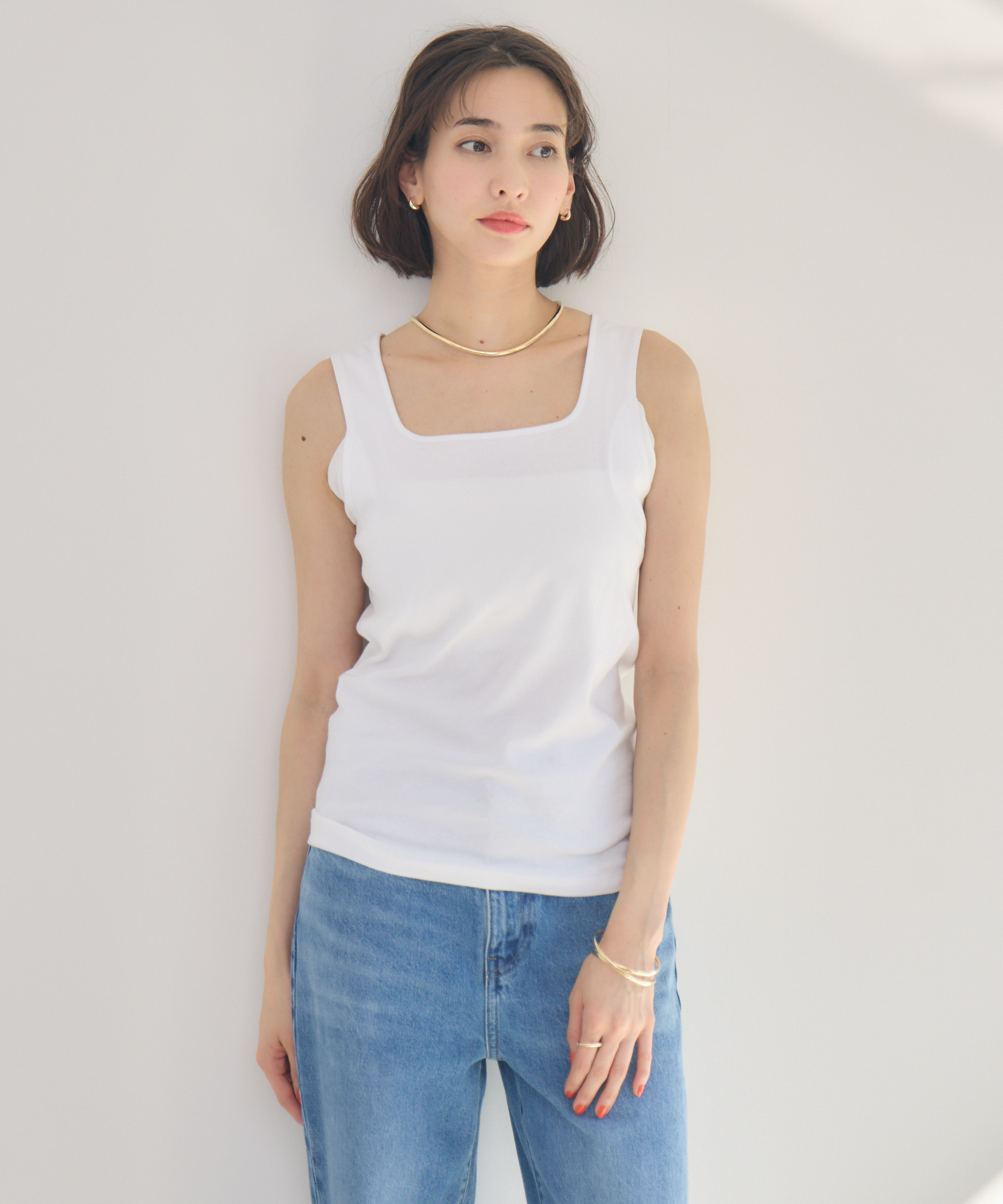 greg ross タンクトップ greg ross タンクトップ GREG ROSS - Navy Raw Edge Tank Top