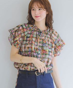 MADE IN JAPAN/洗濯機洗い可】150thAnniv.LIBERTYプリントブラウス