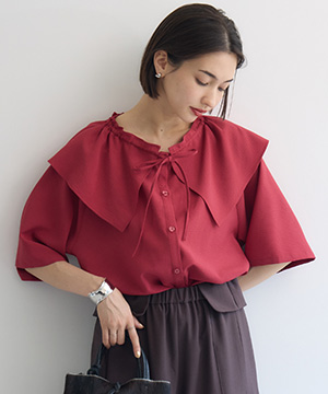 洗濯機洗い可】ビッグカラーブラウス / Pillini | IKG crossing