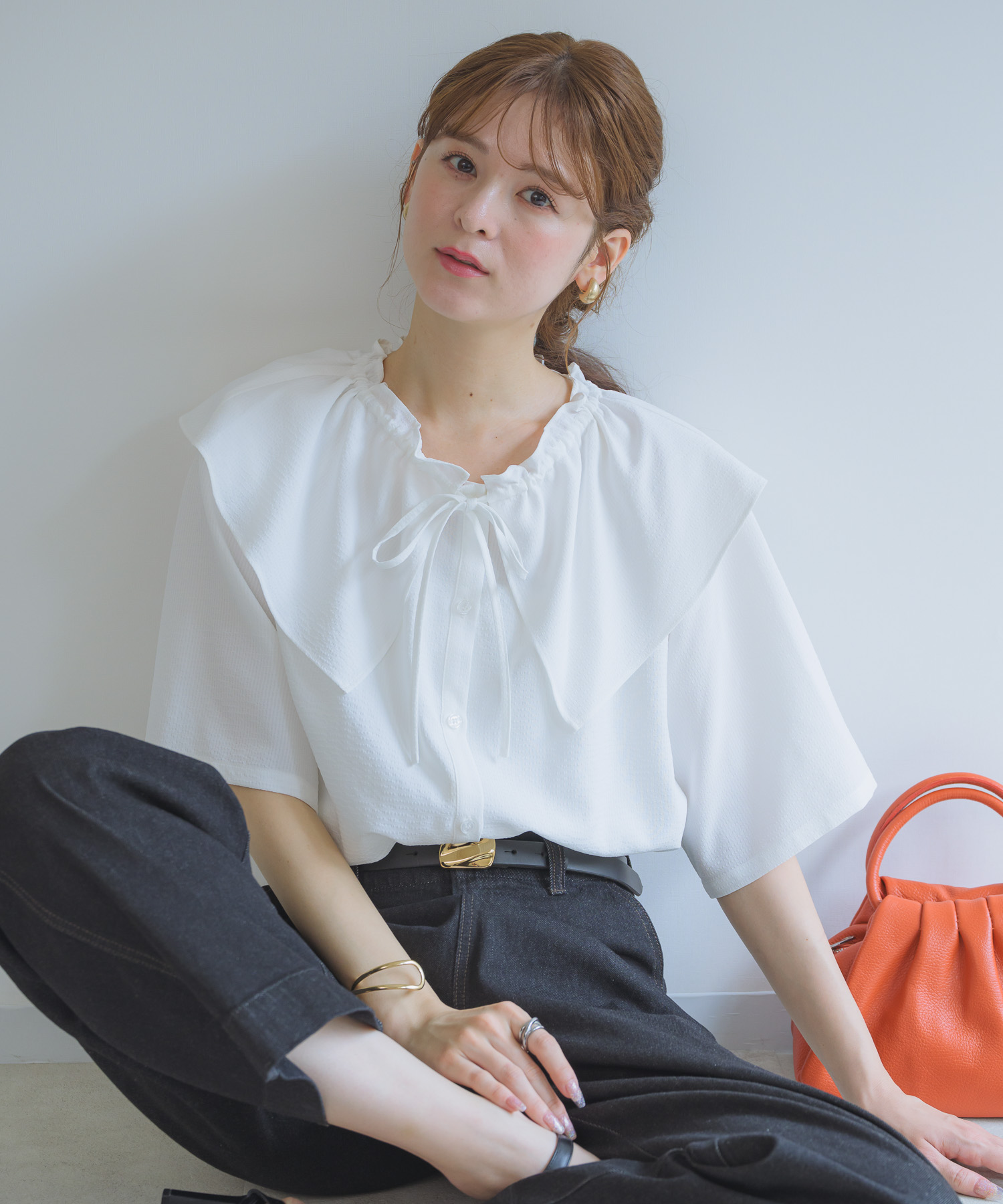 洗濯機洗い可】ビッグカラーブラウス / Pillini | IKG crossing