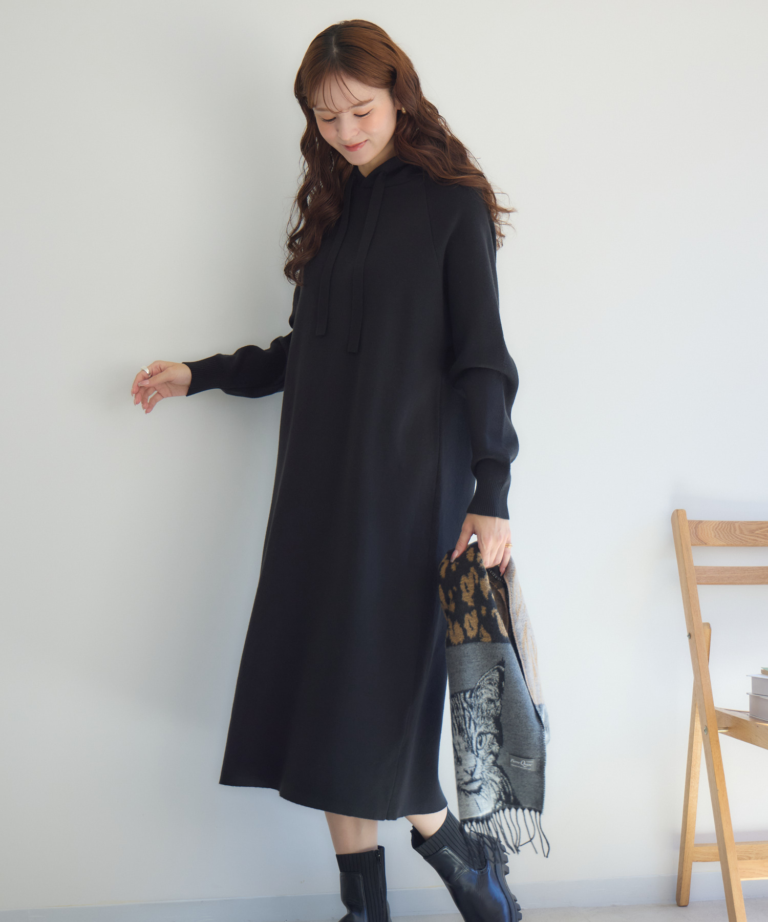 アクリス AKRIS punto ブラックニットワンピース アクリス AKRIS