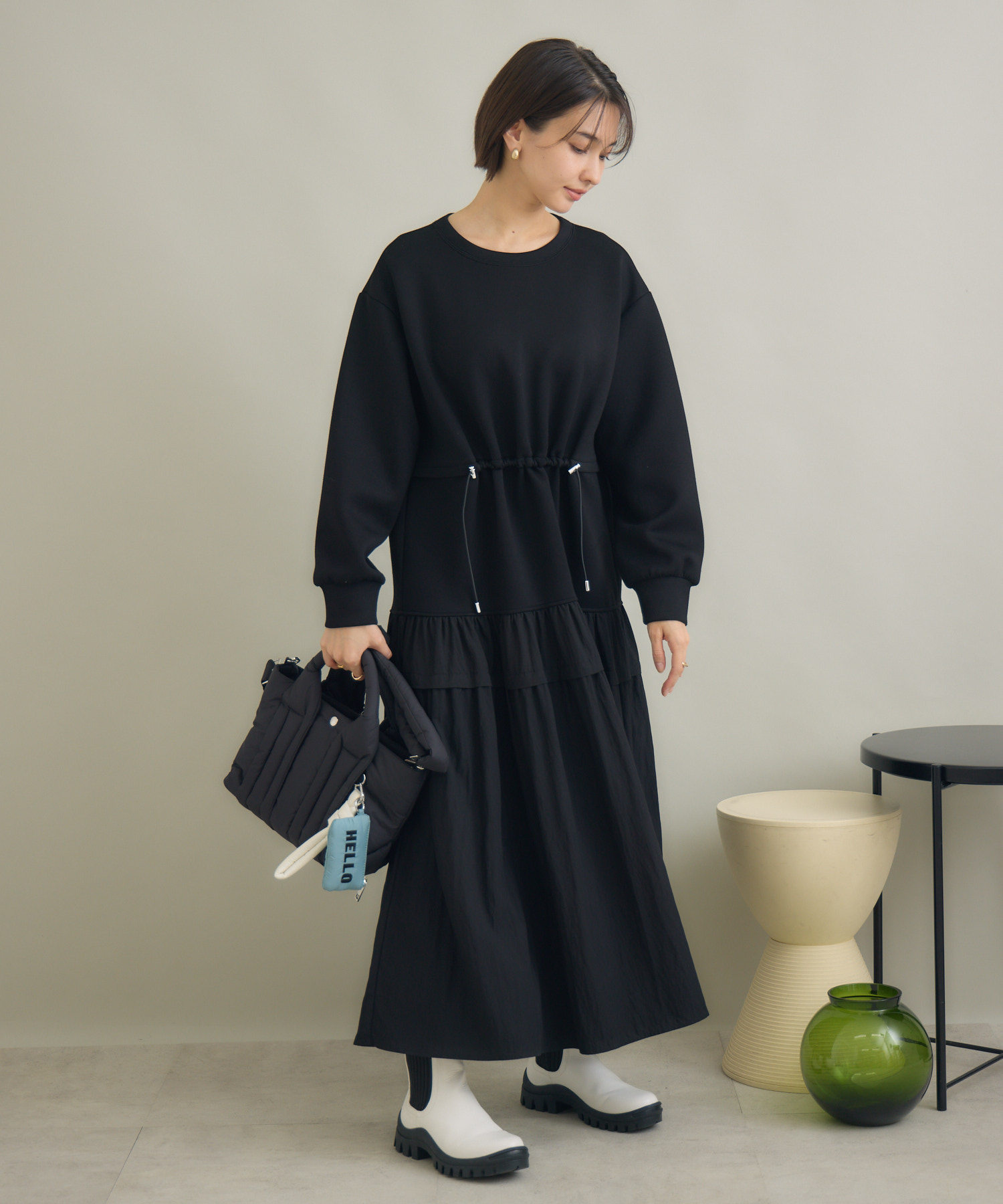 ヤマダヤ　ガルン　Aga Black 14Ｇ布帛ドッキング　ワンピース ヤマダヤ ガルン Aga Black 14G布帛ドッキング ワンピース - メルカリ