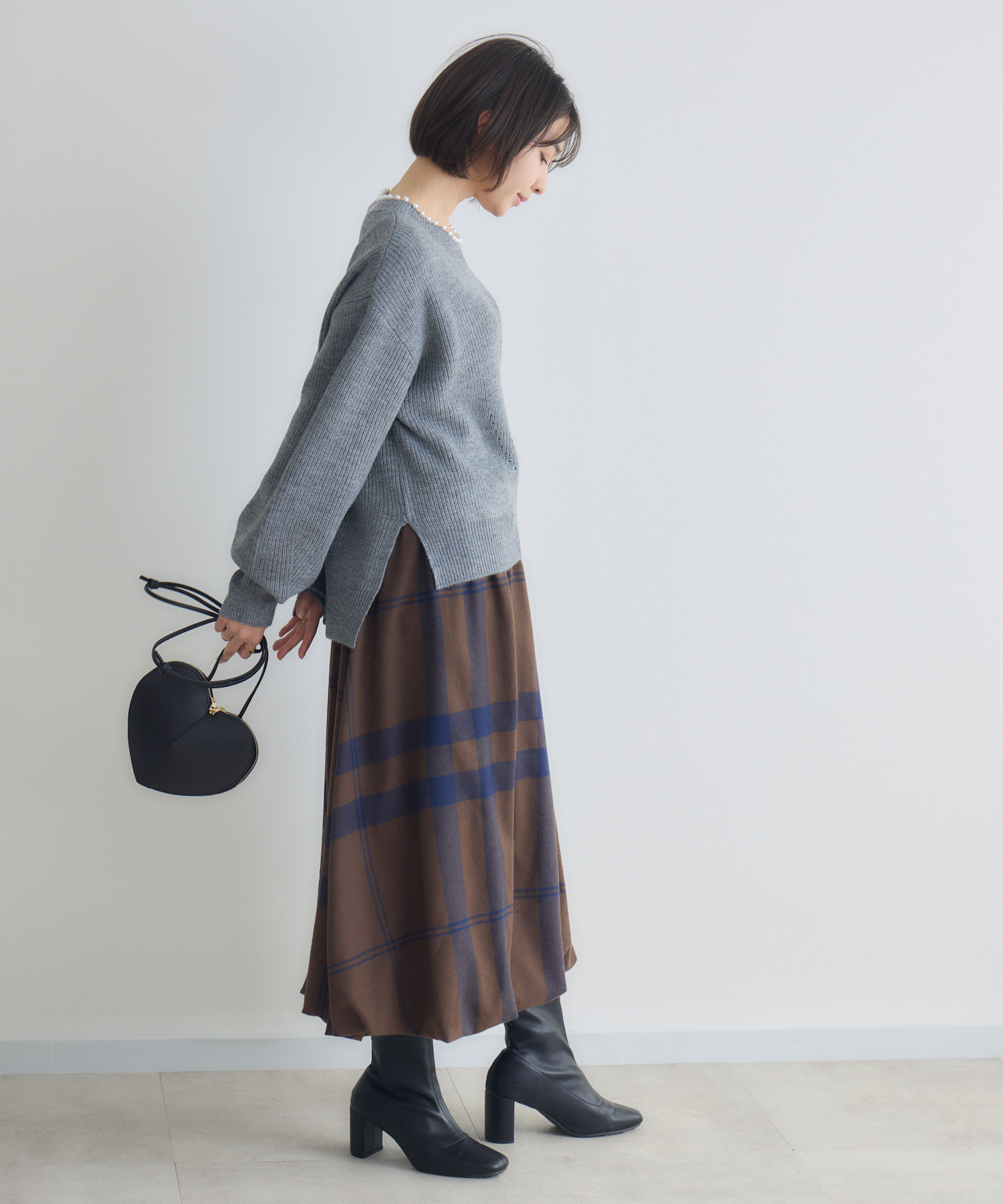 【Y2K】WONDERWEN フラワーバルーンシルエットチェックスカート ビッグチェックバルーンスカート / Pillini | IKG crossing