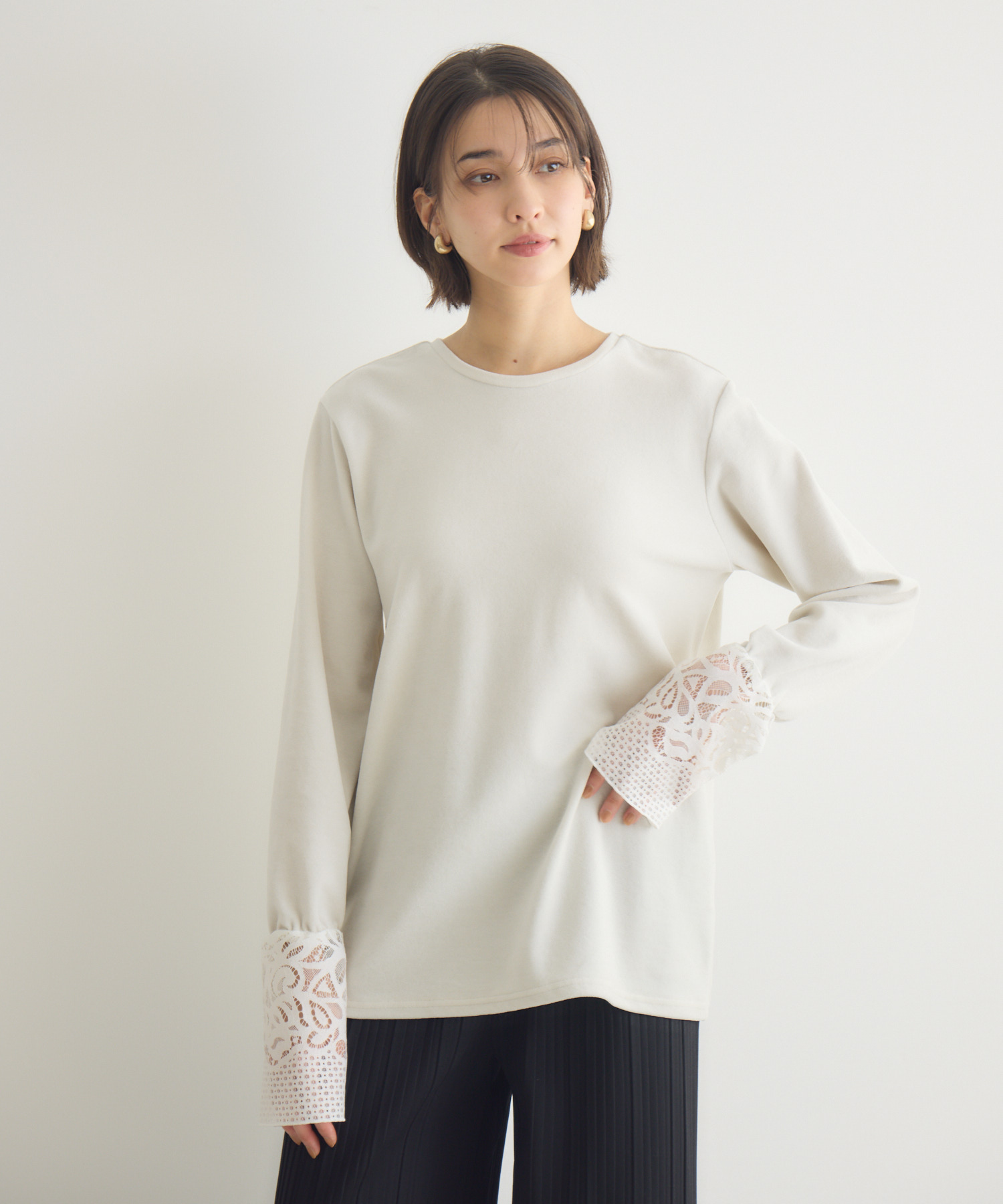 レースハイネック綿ベロアプルオーバー / KATHARINE ROSS | IKG crossing