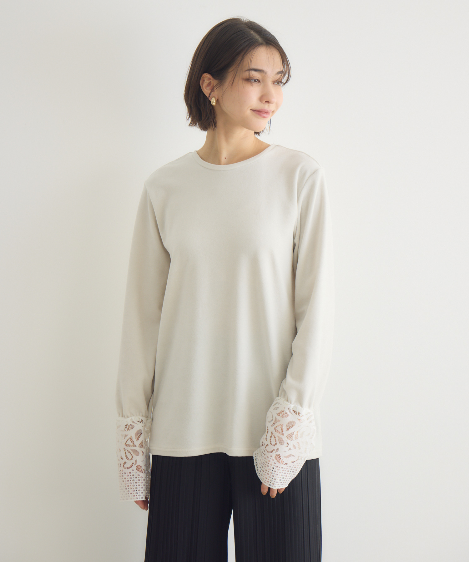 レースハイネック綿ベロアプルオーバー / KATHARINE ROSS | IKG crossing