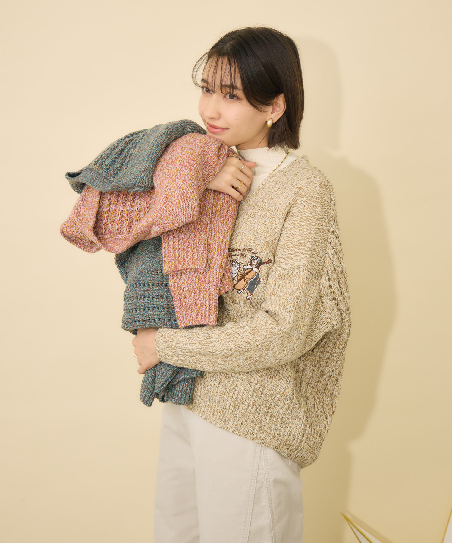 予約】【Swanlake キャサリンちゃん＆ロスくん】ニットカーディガン