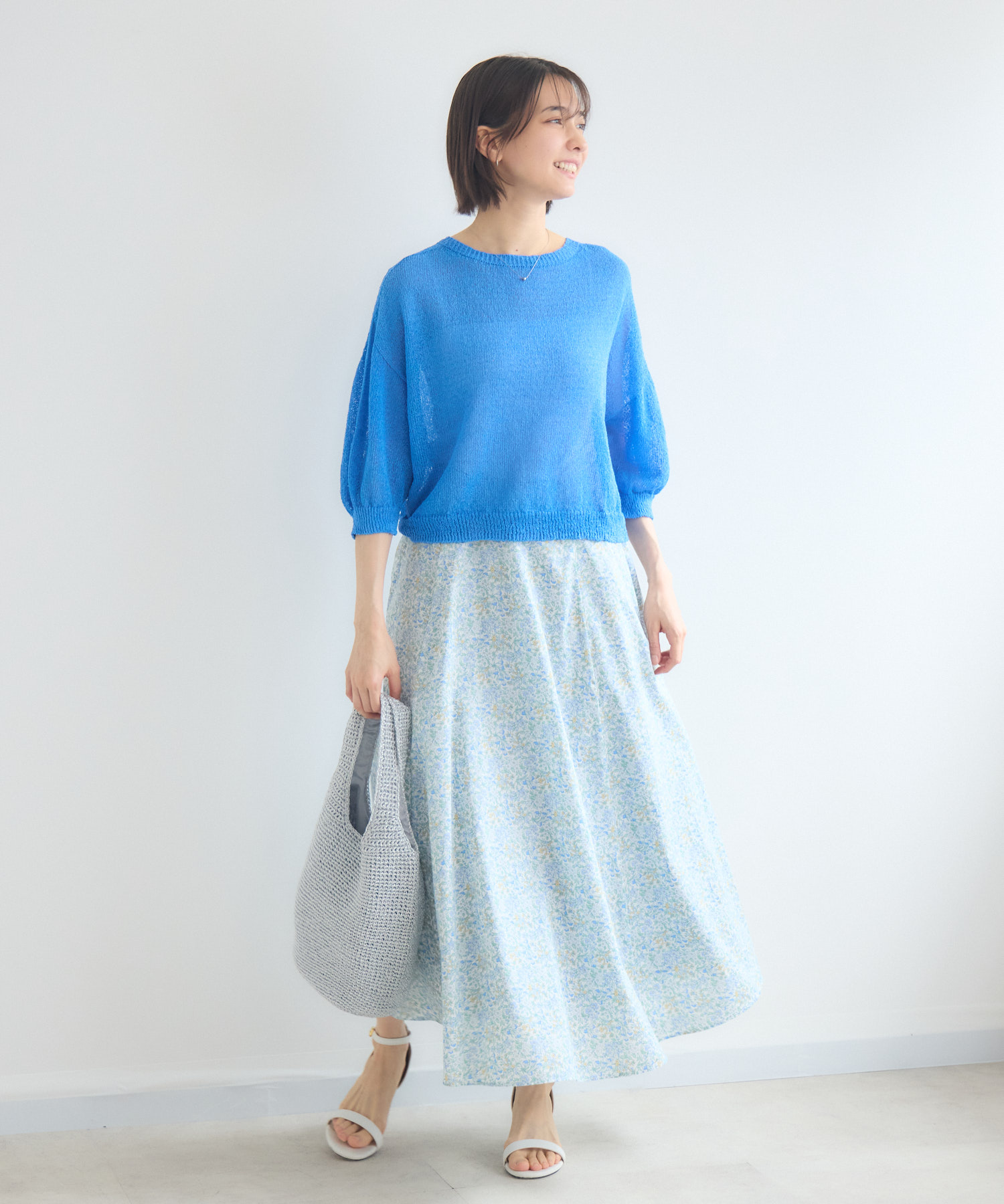 未使用☆プリスティン 笹の葉プリントスカート ペチコート付き　藍染め 予約】LIBERTY NAZANIN/ナザニン プリントスカート / KATHARINEROSS
