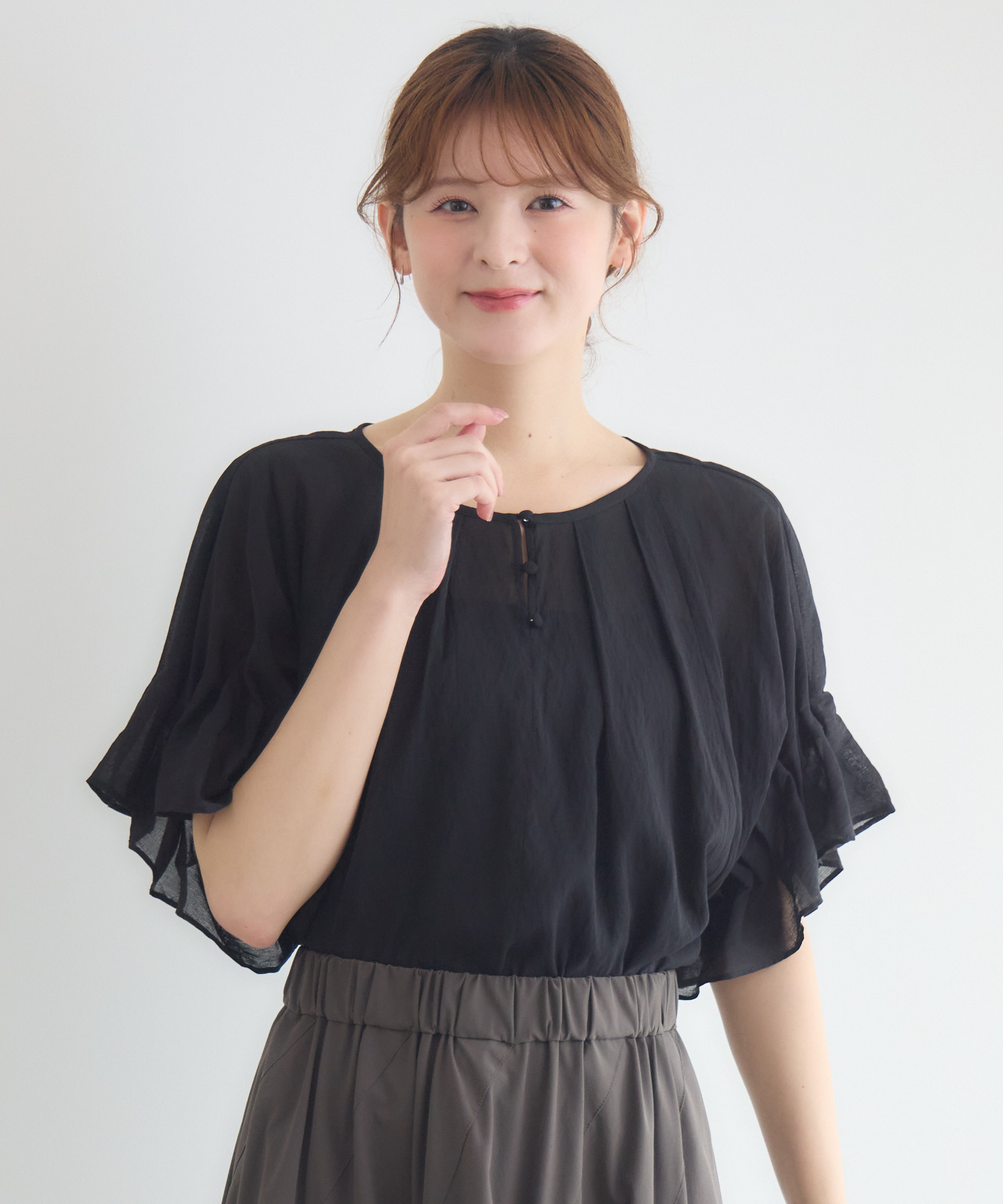 接触冷感/UVカット/通気性】ウォッシャブル2WAYブラウス