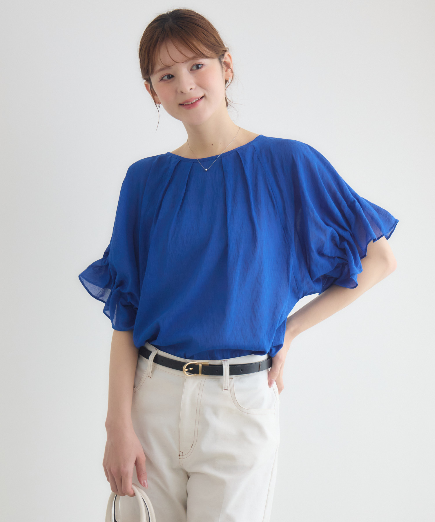 接触冷感/UVカット/通気性】ウォッシャブル2WAYブラウス