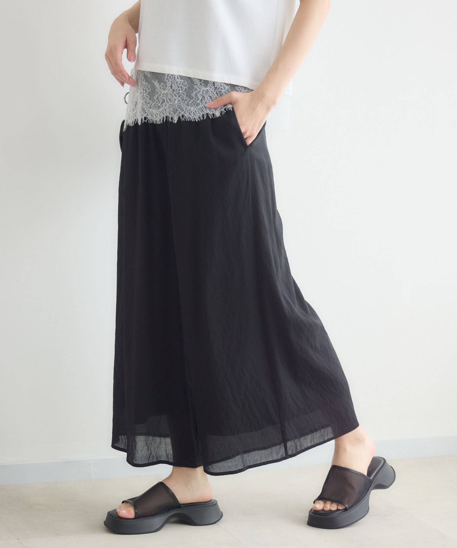 接触冷感/UVカット/通気性】ウォッシャブルワイドパンツ