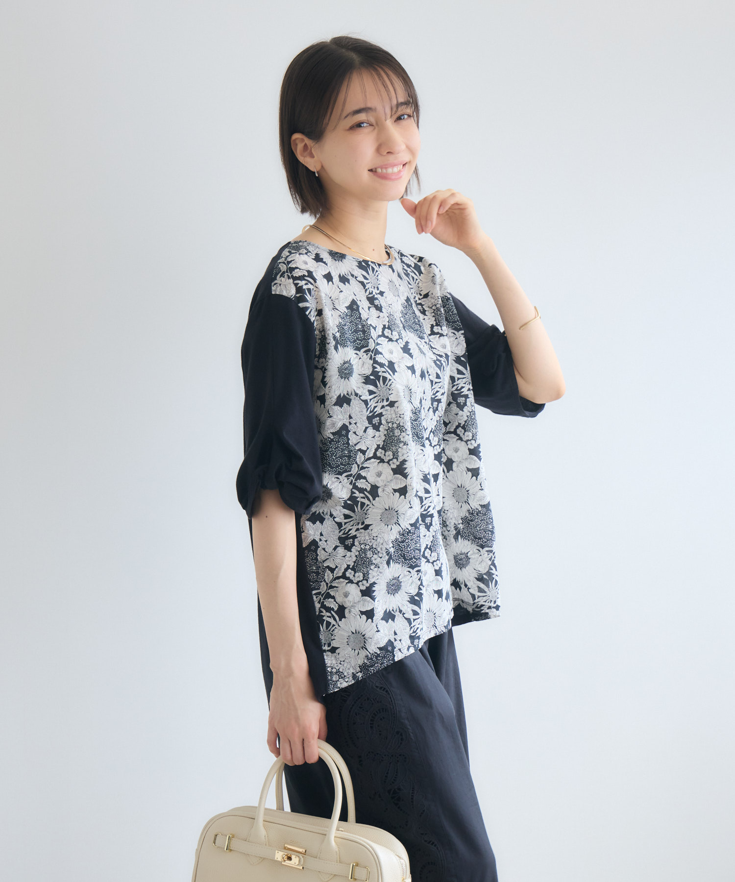 MADE IN JAPAN】ねじり袖カットソーMade With Liberty Fabrics 