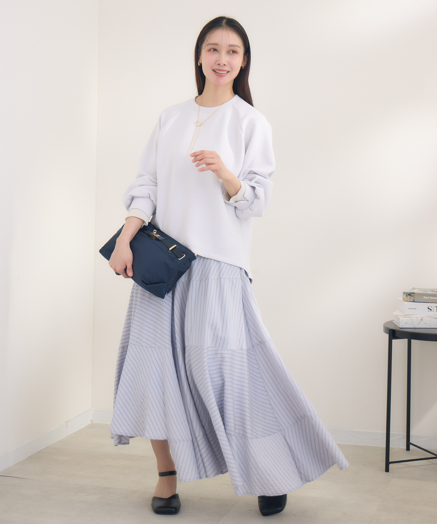 残りわずか】アシメフレアストライプスカート | IKG crossing