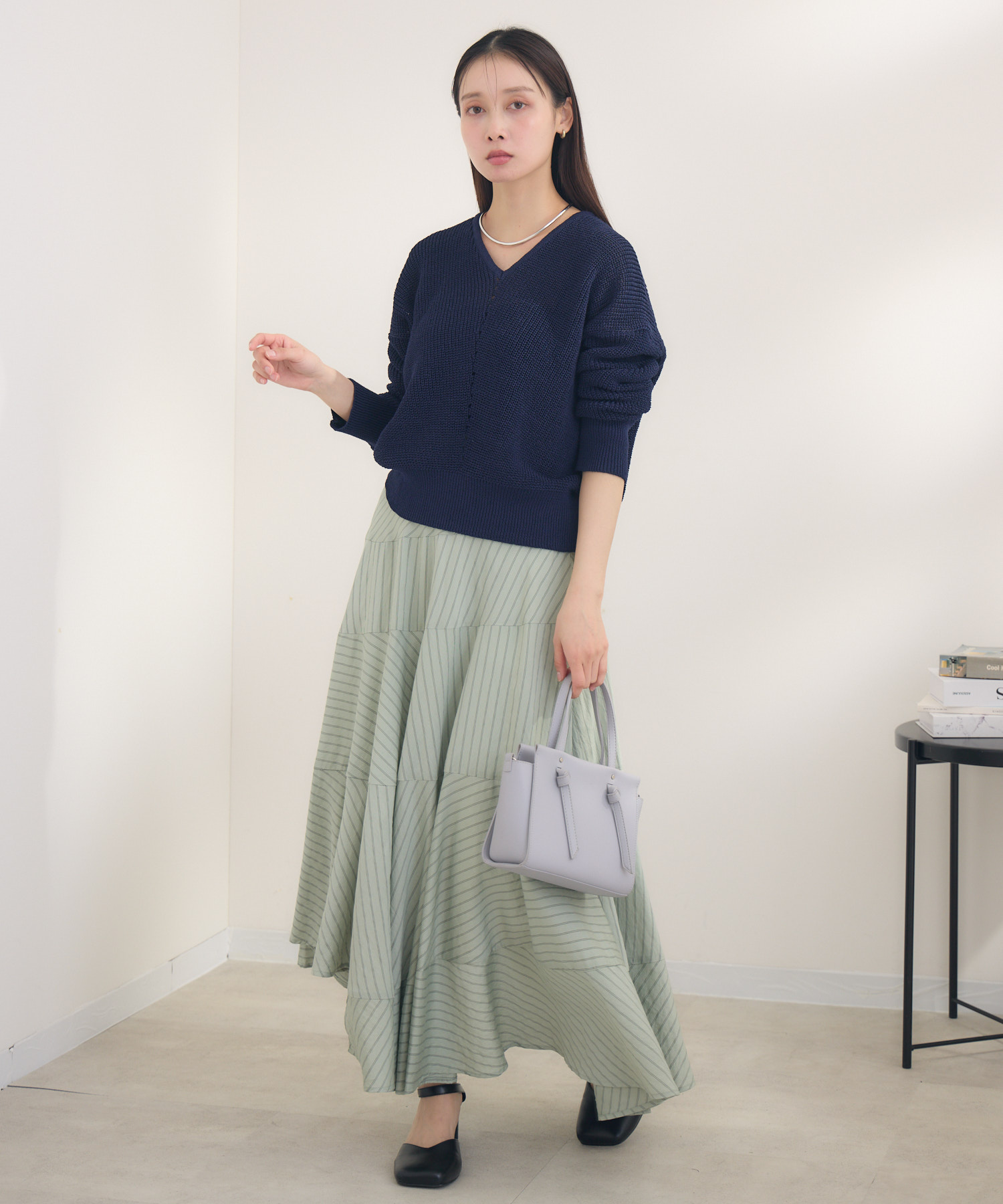 残りわずか】アシメフレアストライプスカート | IKG crossing