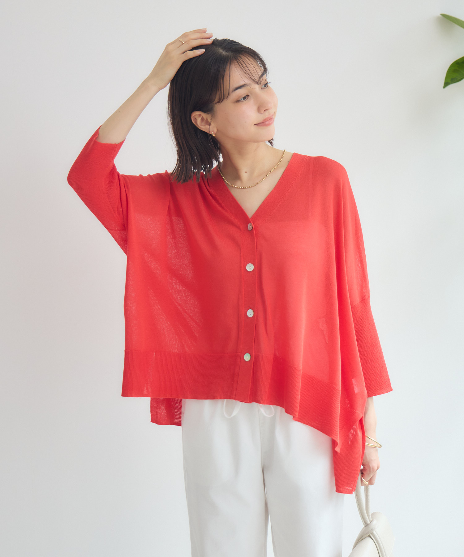 新カラー追加/UV/接触冷感】サラサラBOXシルエットカーディガン / K