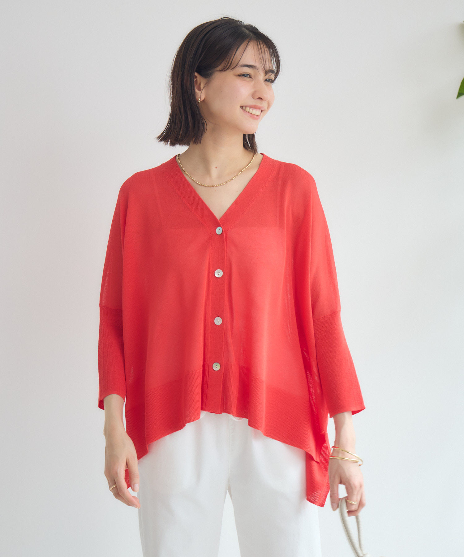 ISAAC SELLAM レザーカーディガン 切替デザイン36サイズ Y2K ラメフェザーヤーンミドル丈ニットカーディガン｜INGNI(イング) 公式