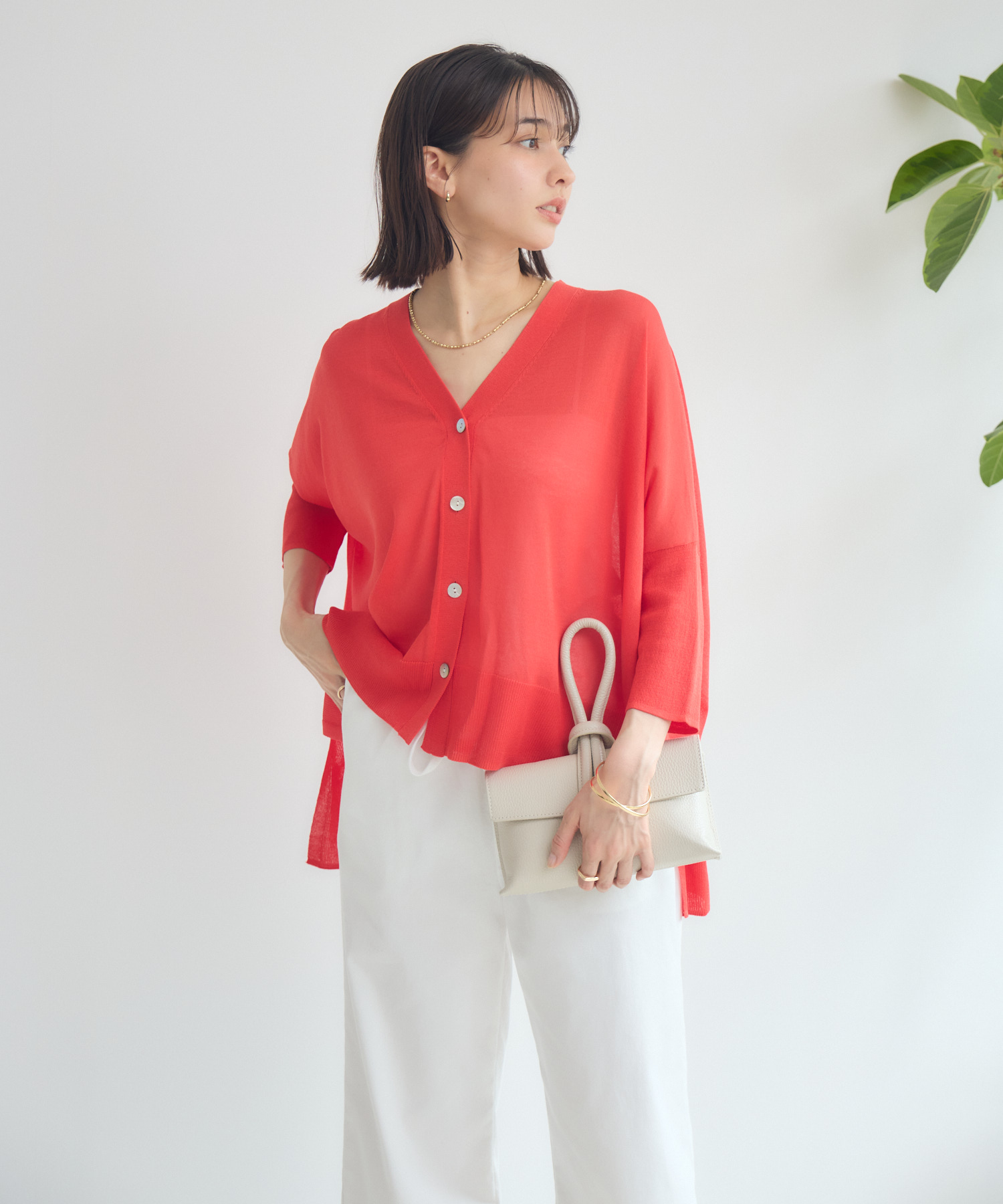 新カラー追加/UV/接触冷感】サラサラBOXシルエットカーディガン / K