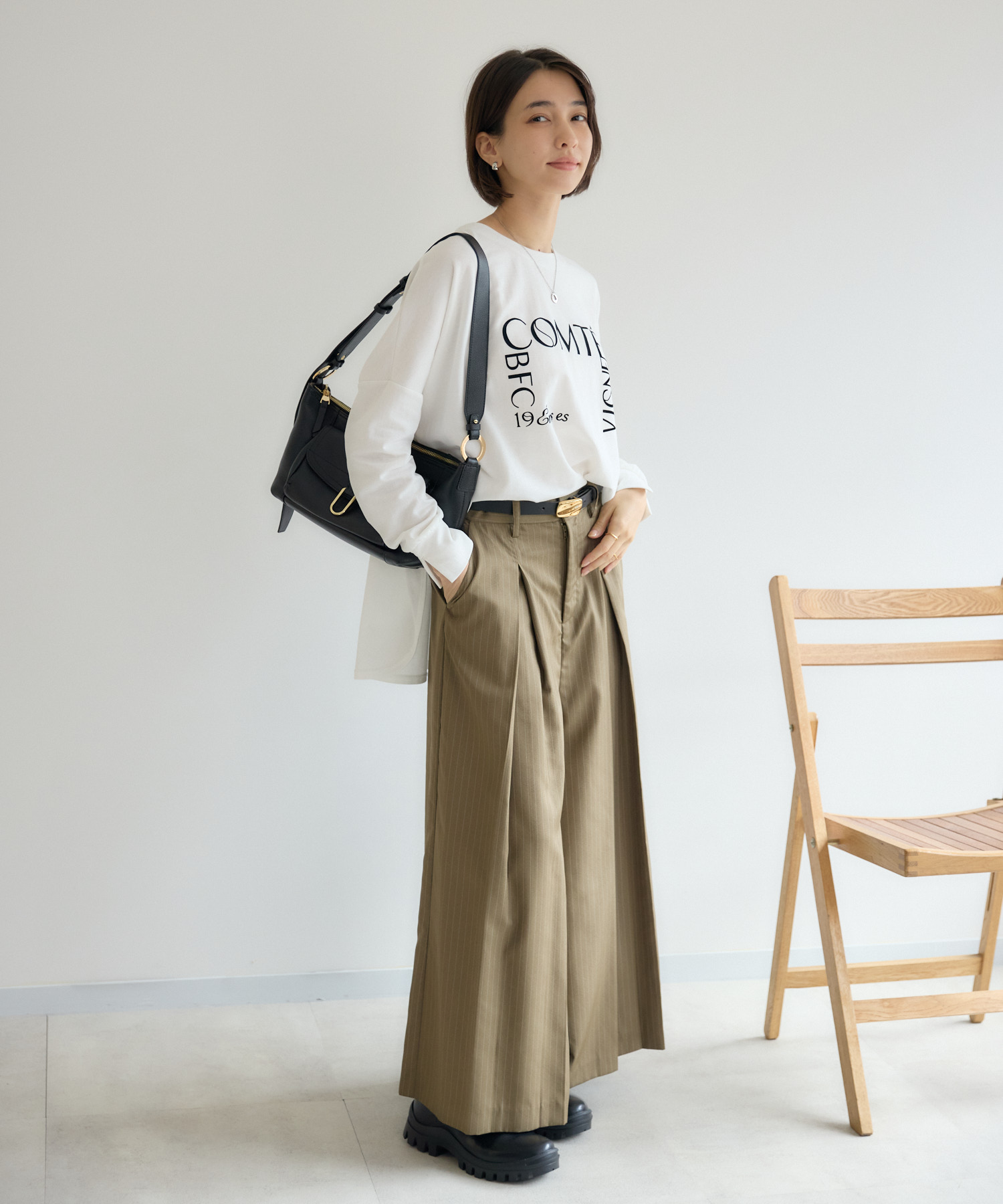 ピンストライプボックスプリーツパンツ / KATHARINE ROSS | IKG crossing