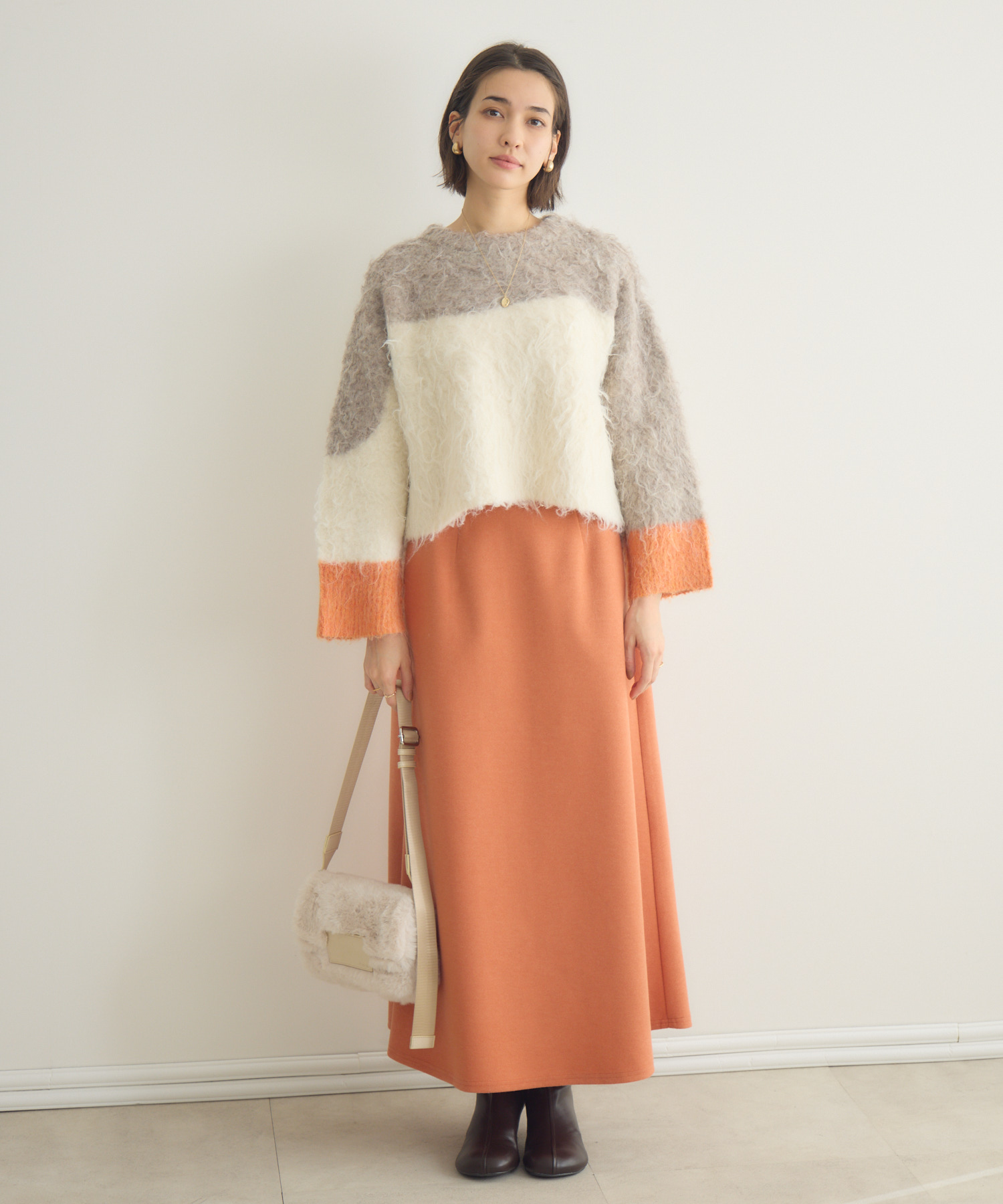 ストレッチウールライク フレアロングスカート | IKG crossing