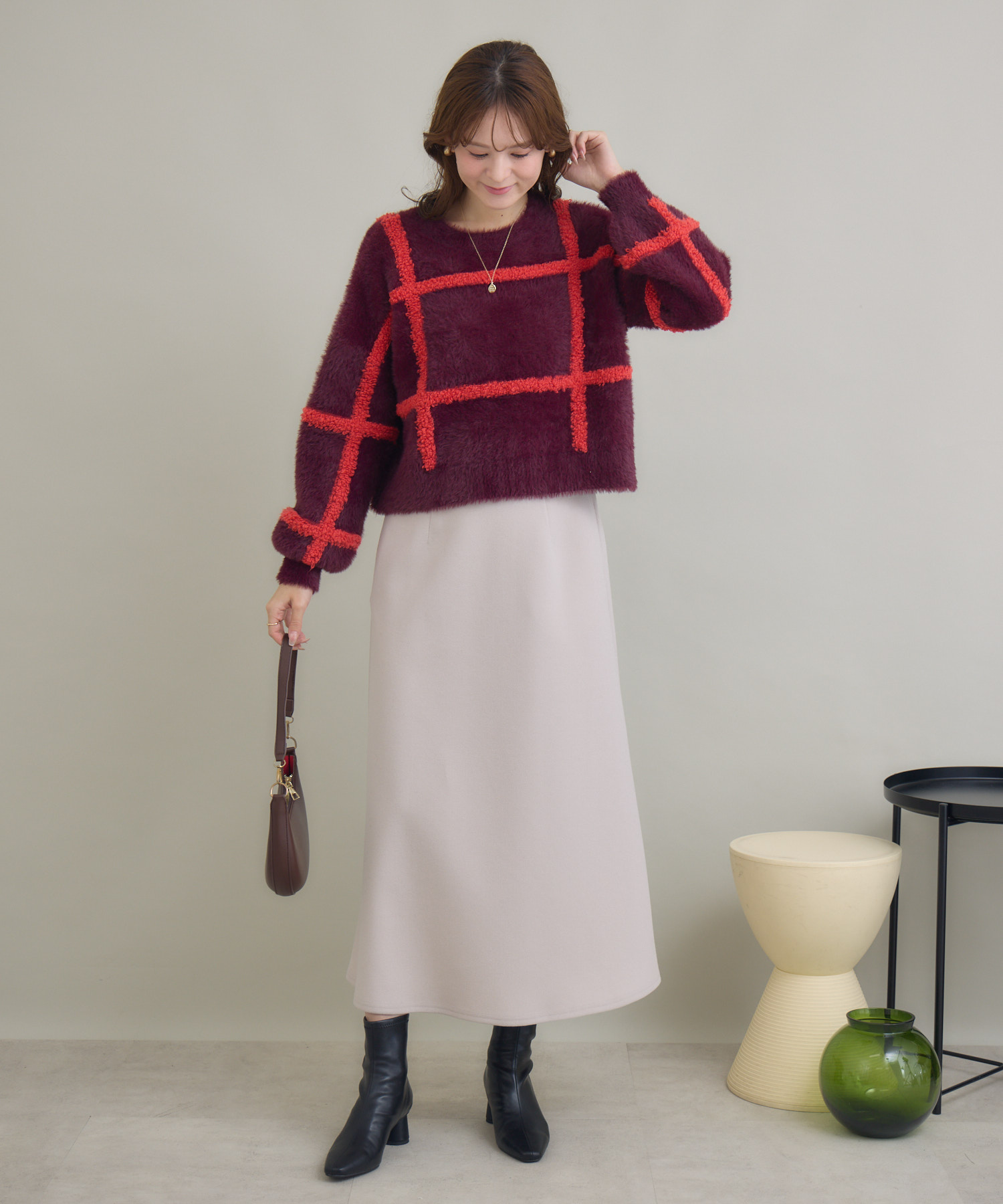 ストレッチウールライク フレアロングスカート | IKG crossing