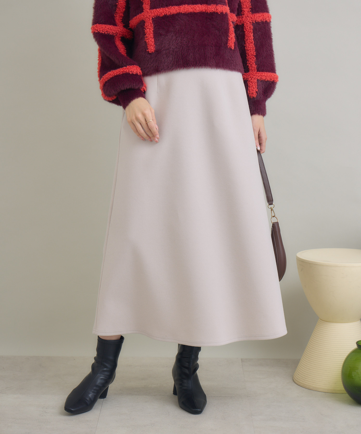 ストレッチウールライク フレアロングスカート | IKG crossing