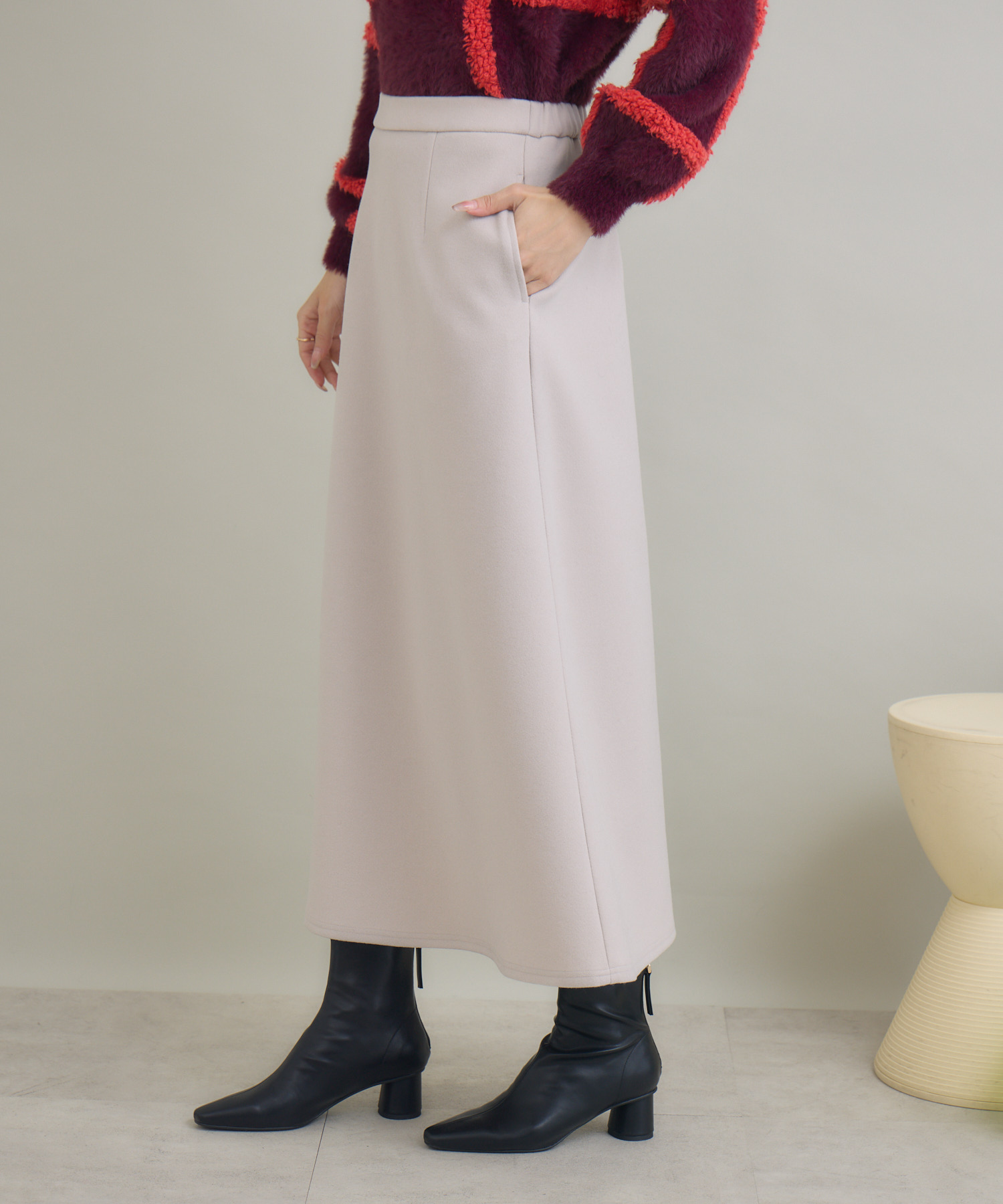 ストレッチウールライク フレアロングスカート | IKG crossing