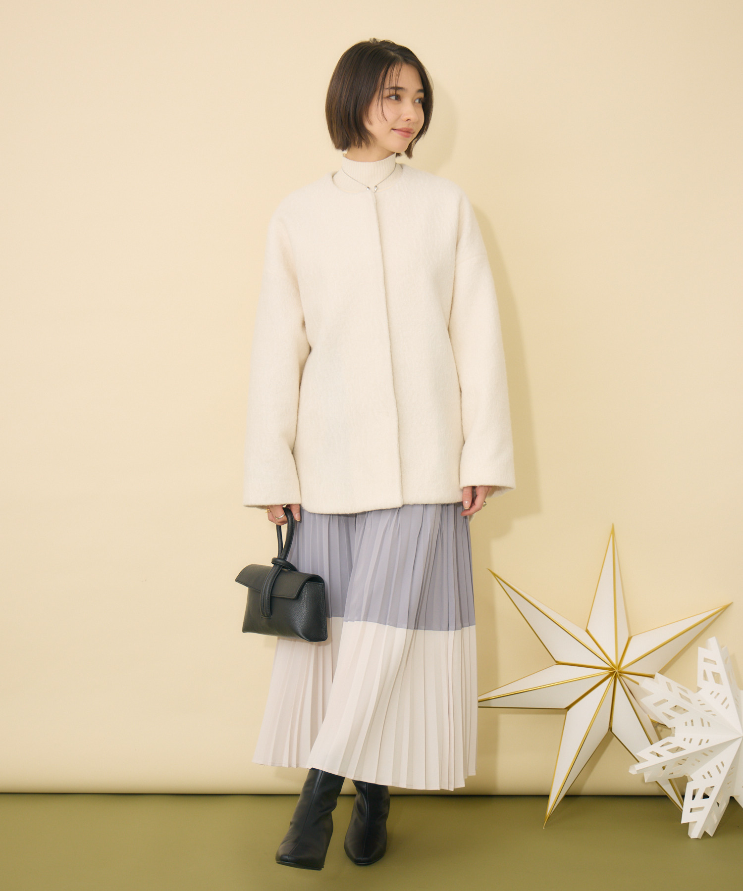 ブークレーノーカラーミドルコート | IKG crossing