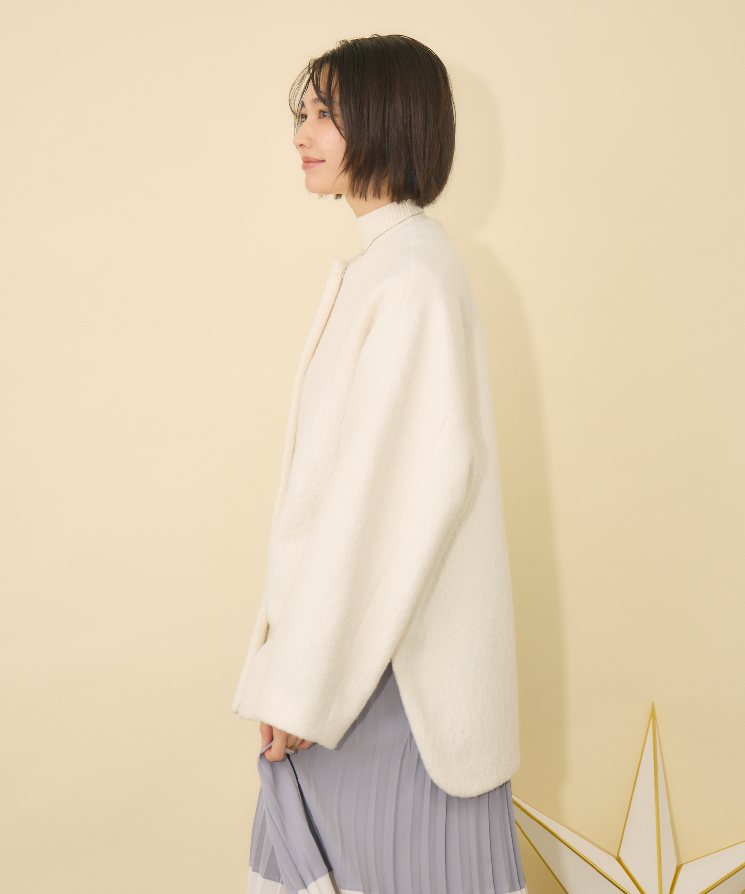 ブークレーノーカラーミドルコート | IKG crossing